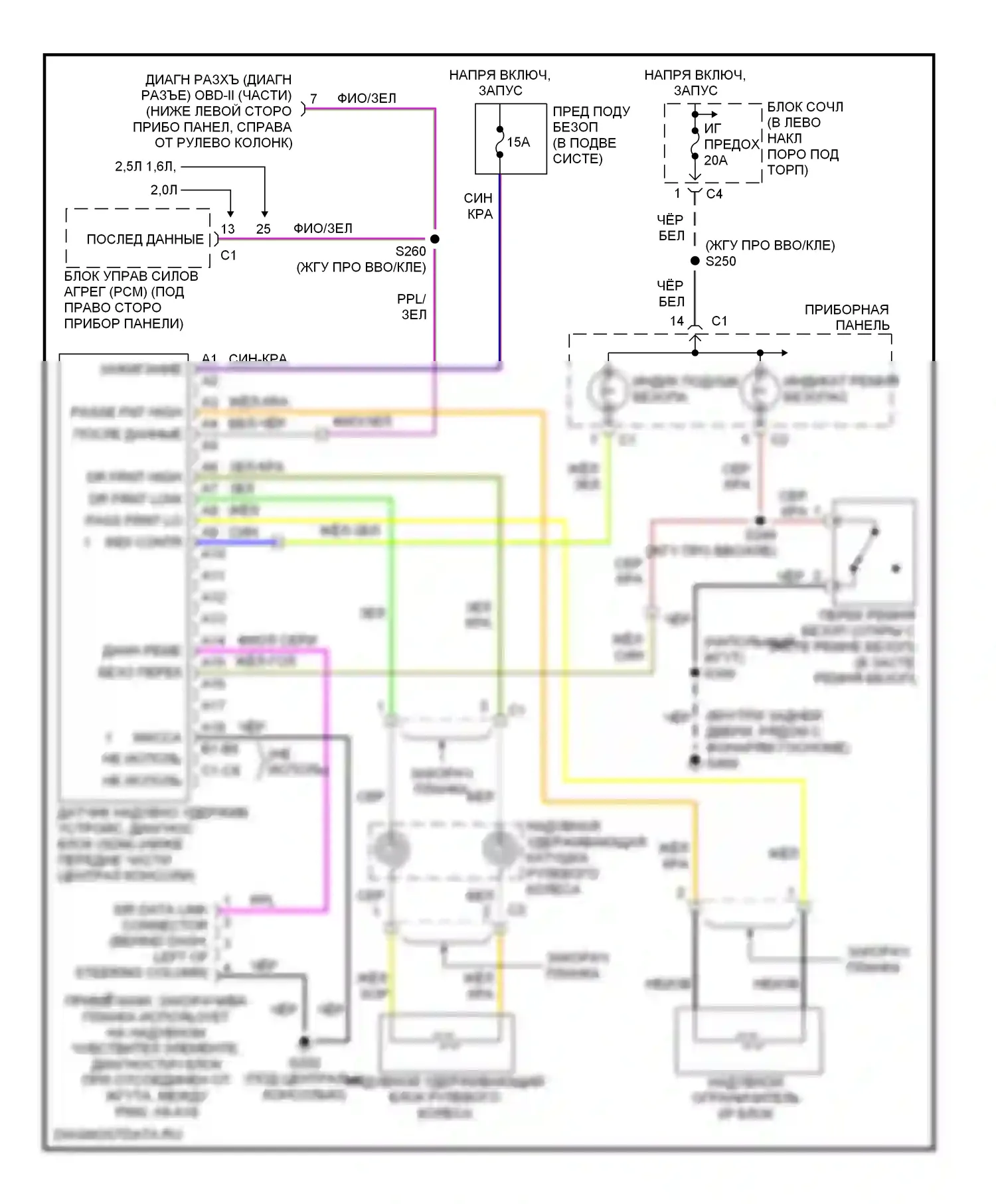 Tracker Chevrolet II (1998-2004): Электросхема подушек безопасности 