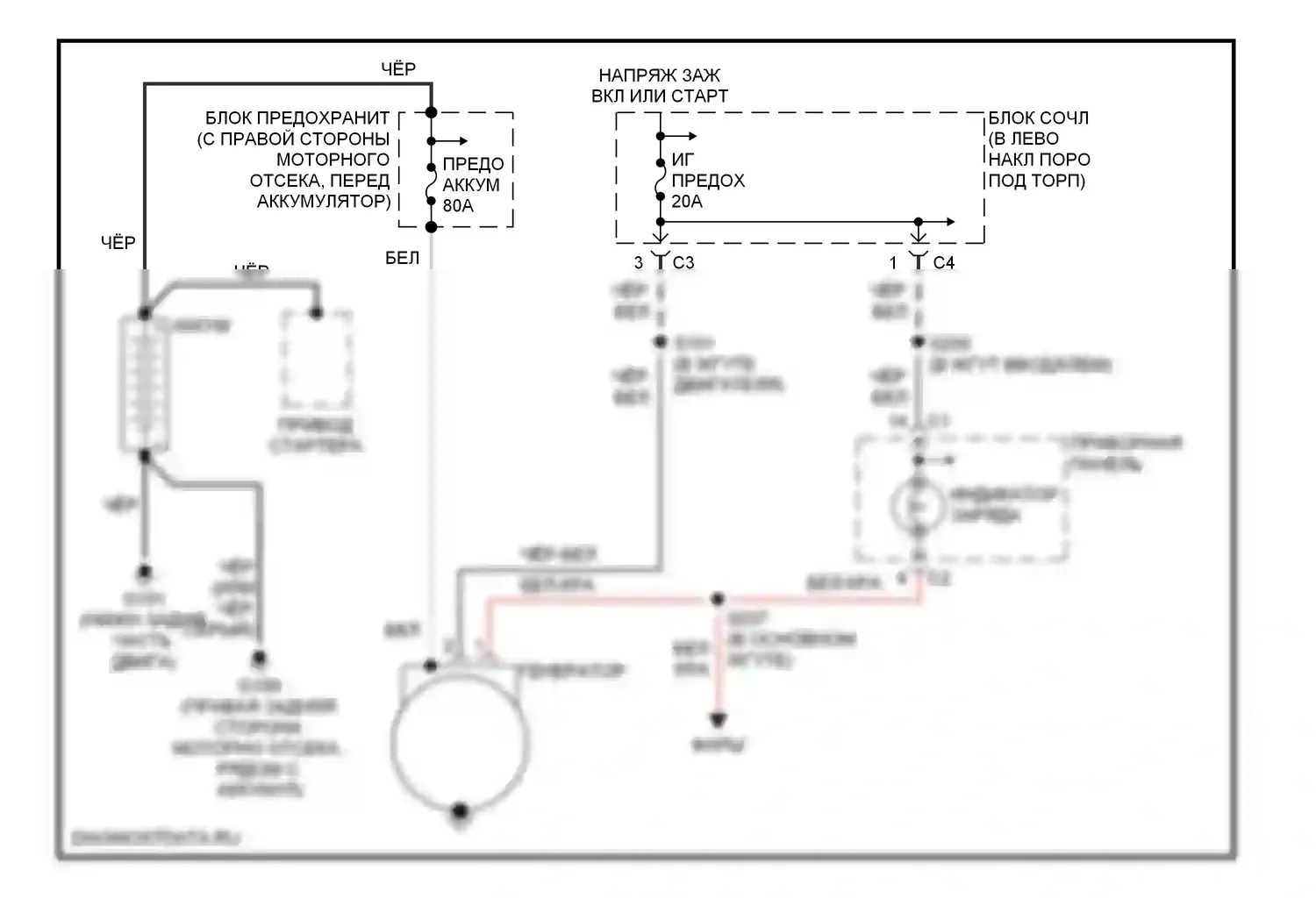Tracker Chevrolet II (1998-2004): Электросхема генератора 