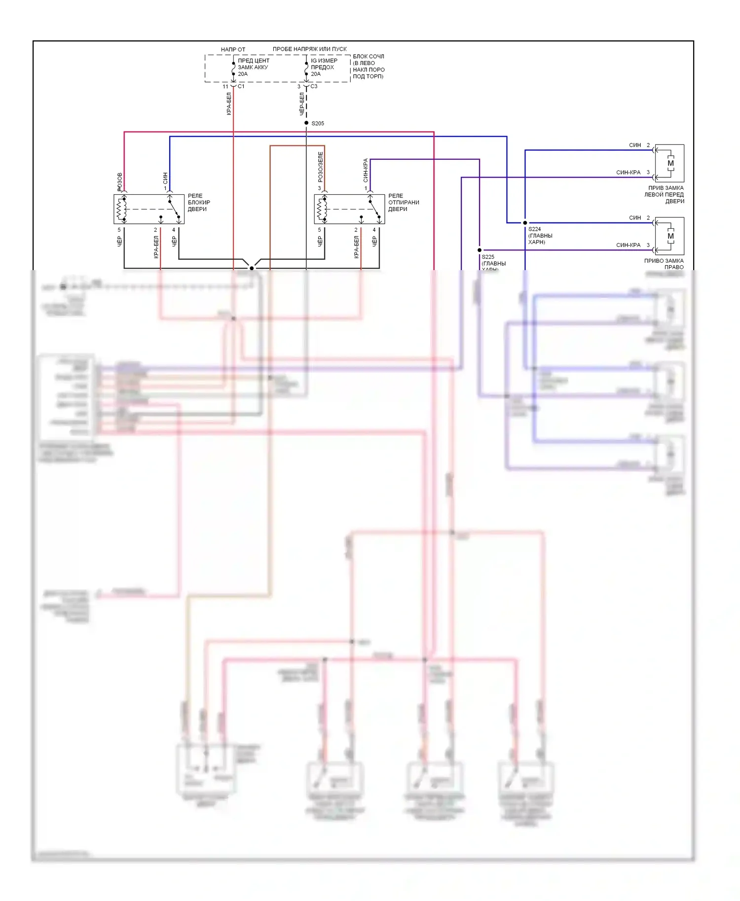 Tracker Chevrolet II (1998-2004): Электросхема замка силовой двери 