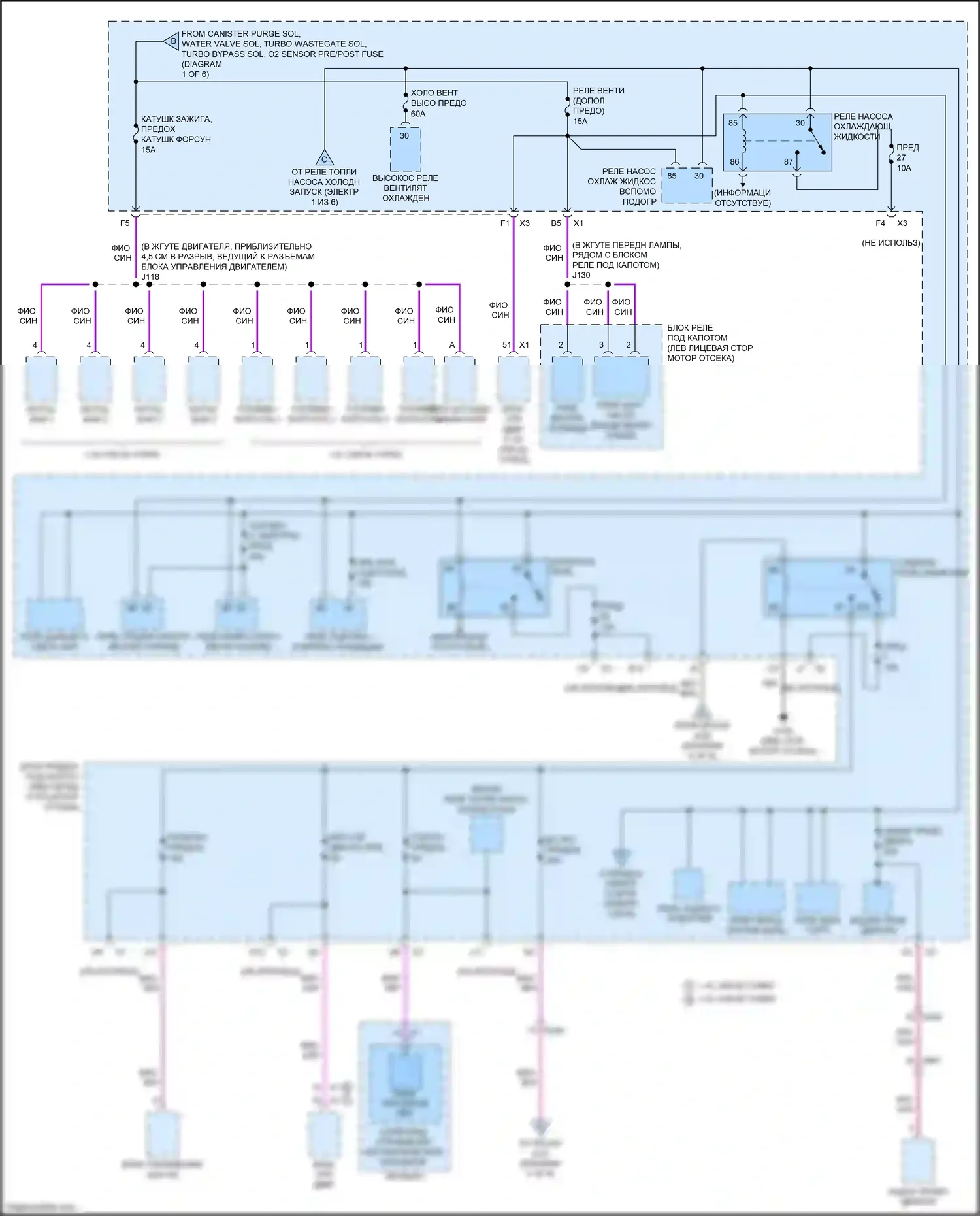 Tracker Chevrolet III (2013-2017): Электросхема блока предохранителей реле (2 из 6) 