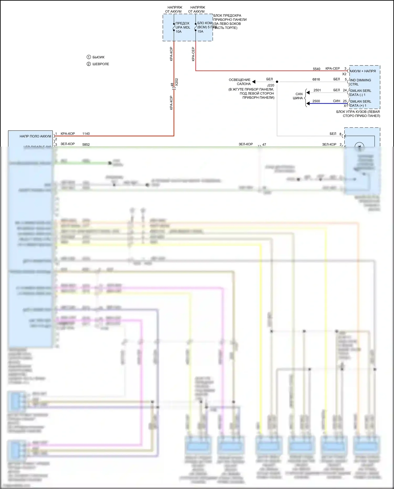 Tracker Chevrolet III (2013-2017): Электросхема парктроника 