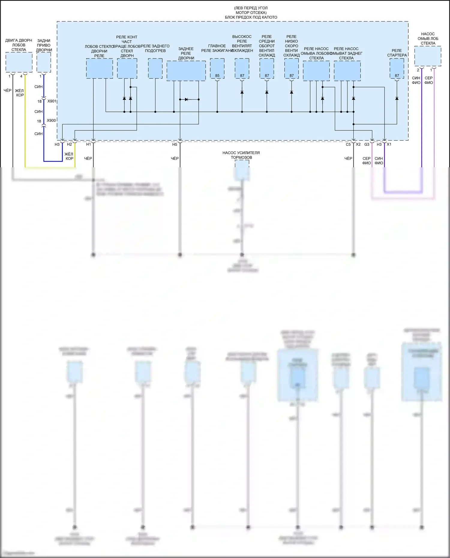 Tracker Chevrolet III (2013-2017): Электросхема точек подключения масс (2 из 4) 