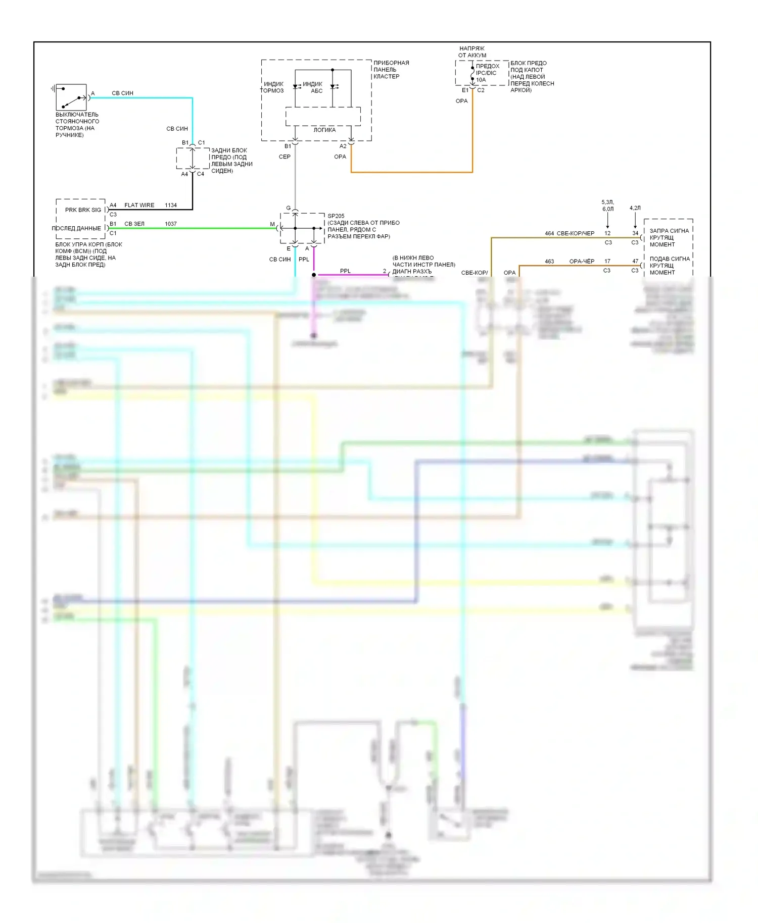 TrailBlazer Chevrolet I рестайлинг (2005-2009): Антиблокировочная система abs электросхема (2 из 2) 