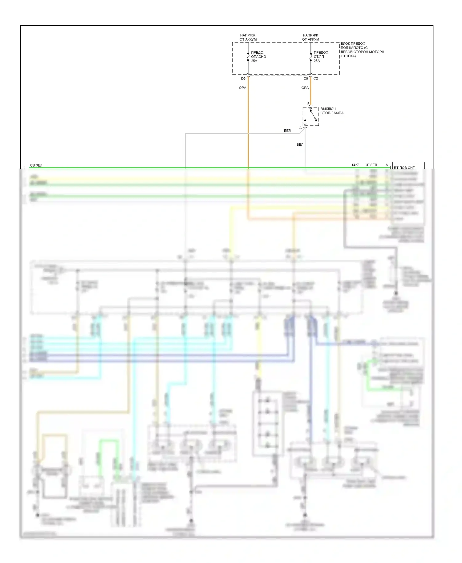 TrailBlazer Chevrolet I рестайлинг (2005-2009): Электросхема фар и фонарей (2 из 2) 
