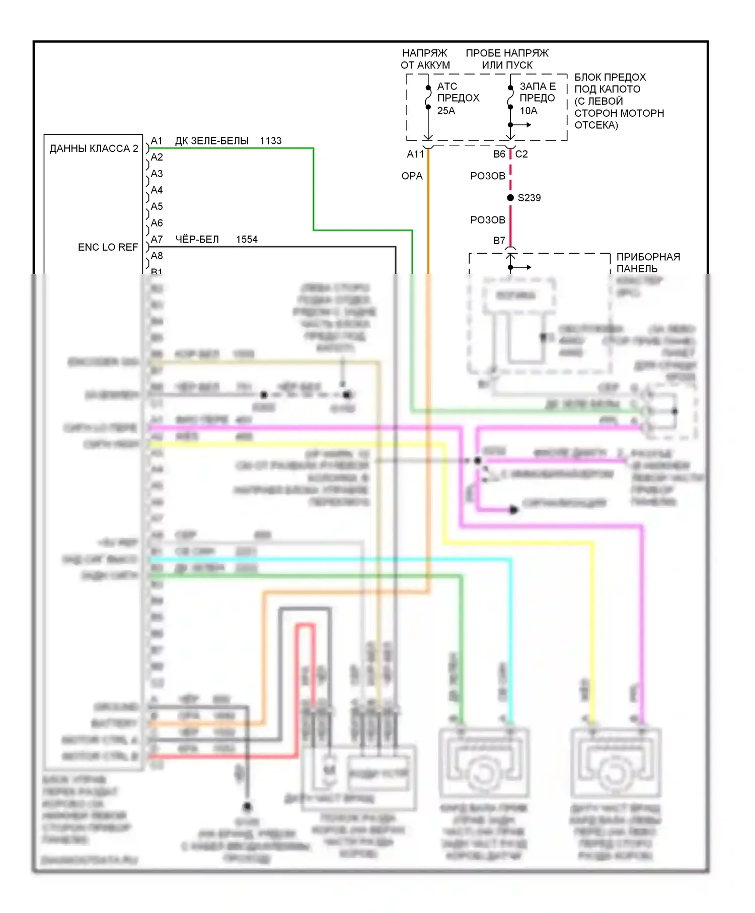 TrailBlazer Chevrolet I рестайлинг (2005-2009): Электросхема раздаточной коробки, односкоростная 