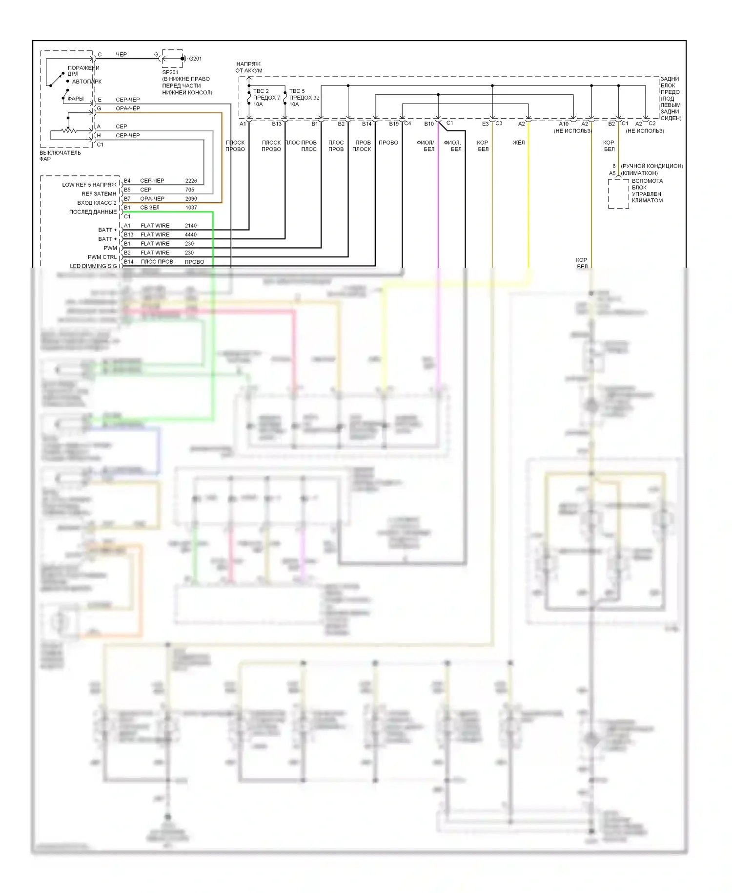 TrailBlazer Chevrolet I рестайлинг (2005-2009): Электросхема подсветки приборной панели 