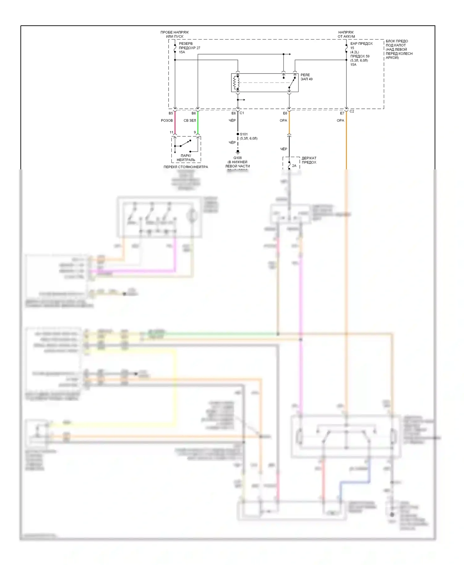 TrailBlazer Chevrolet I рестайлинг (2005-2009): Электросхема регулируемой педали 