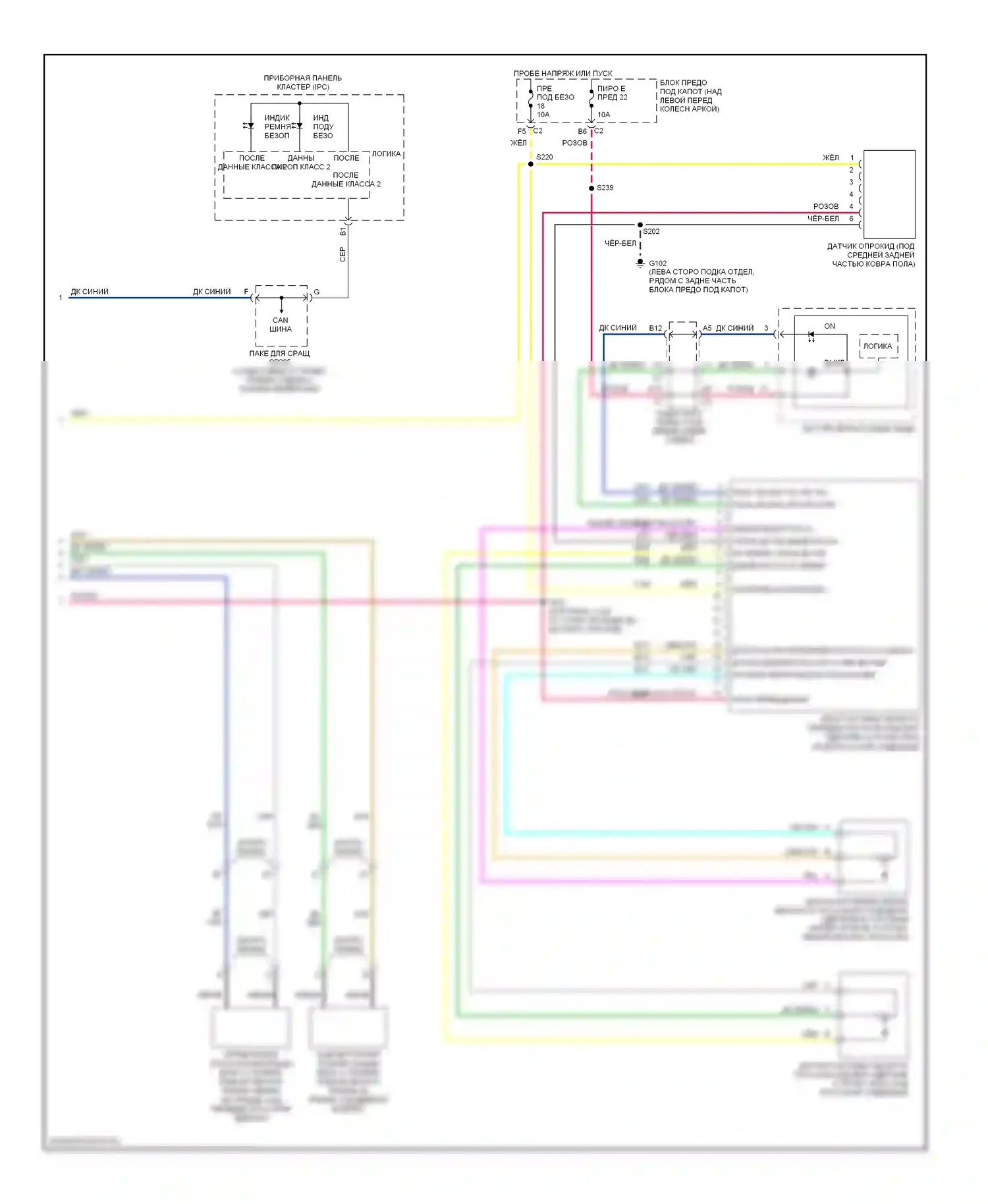 TrailBlazer Chevrolet I рестайлинг (2005-2009): Электросхема подушек безопасности (2 из 2) 