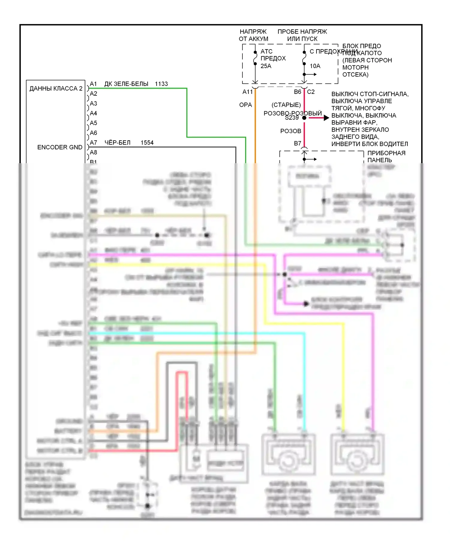 TrailBlazer Chevrolet I (2001-2006): Электросхема раздаточной коробки, односкоростная 