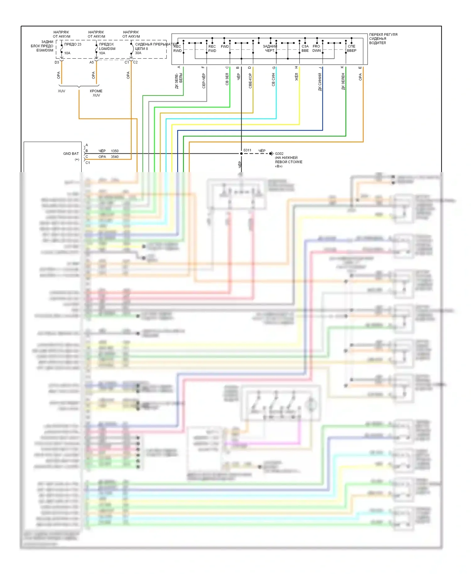 TrailBlazer Chevrolet I (2001-2006): Электросхема сиденья памяти водителя 