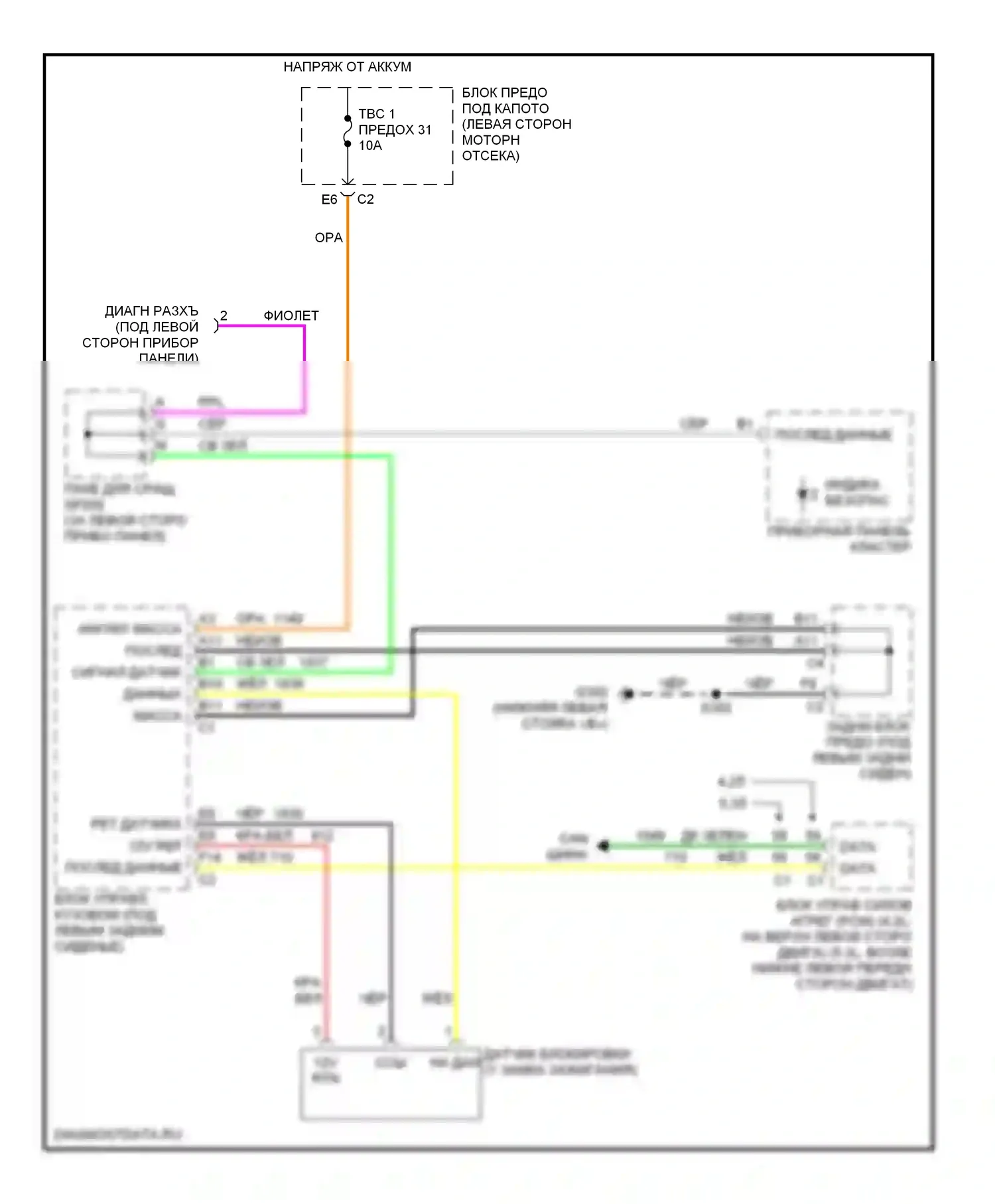 TrailBlazer Chevrolet I (2001-2006): Электросхема пассажирского ключа 