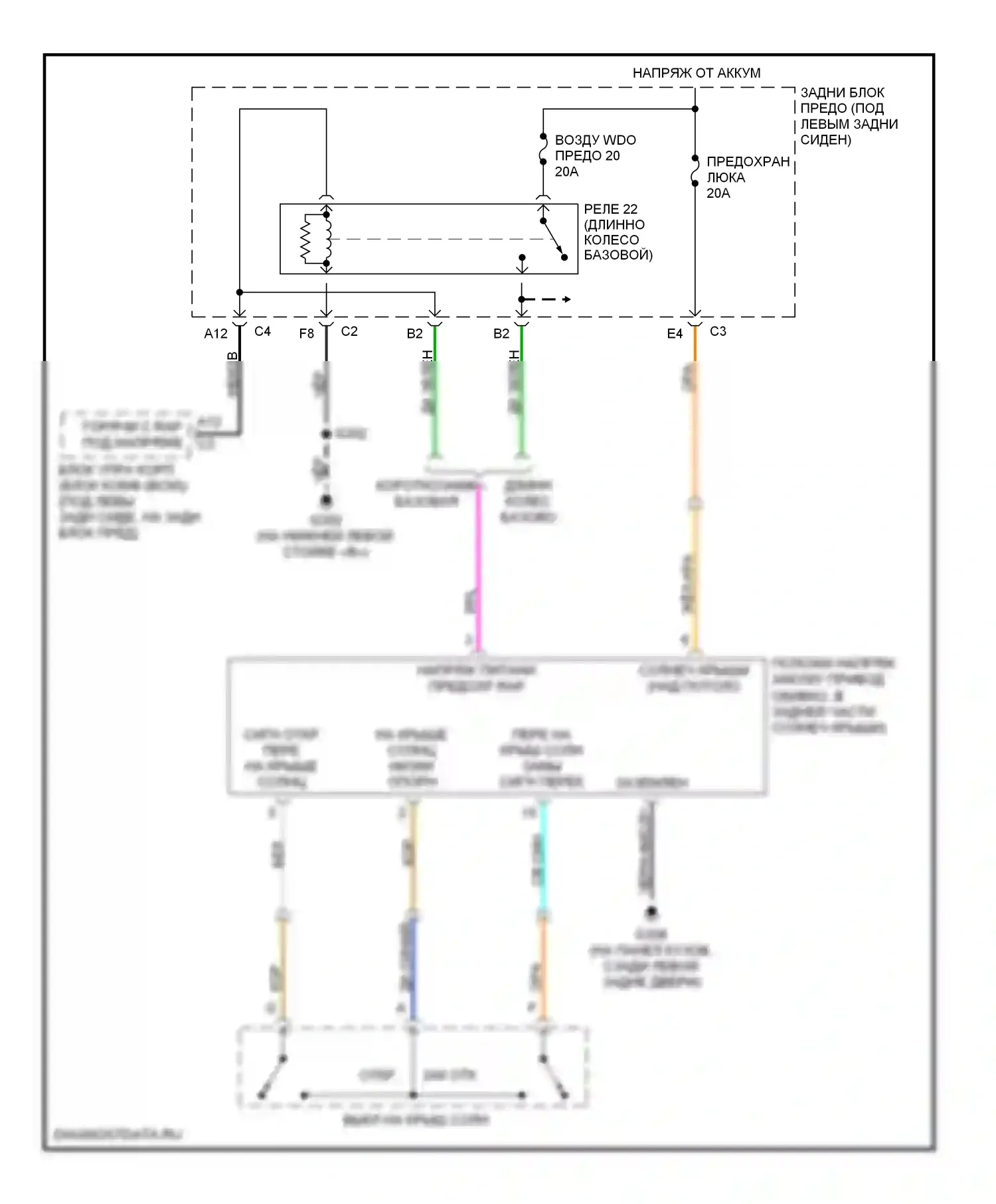 TrailBlazer Chevrolet I (2001-2006): Электросхема складной крыши/люка 