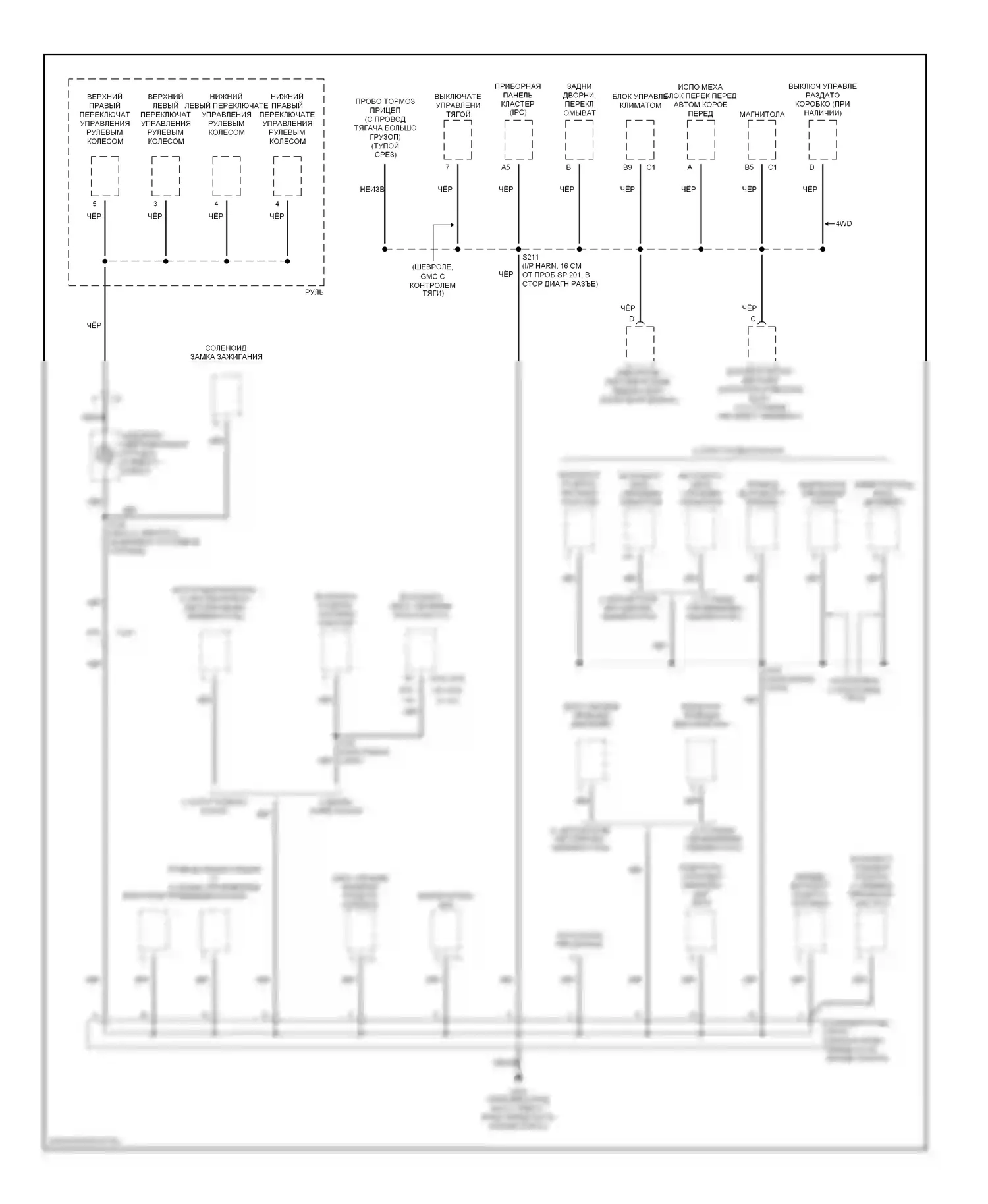 TrailBlazer Chevrolet I (2001-2006): Электросхема разводки массы (3 из 6) 