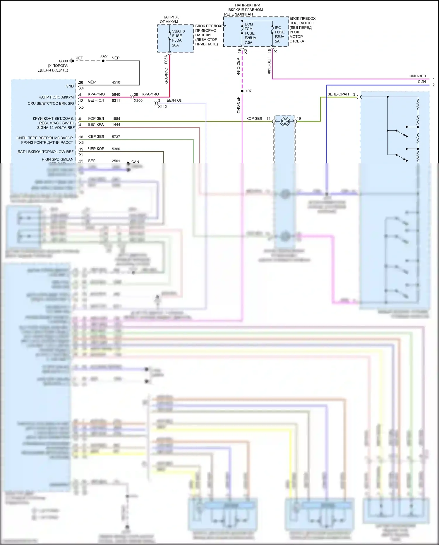 TrailBlazer Chevrolet II рестайлинг (2017-2024): Электросхема круиз-контроля (1 из 2) 