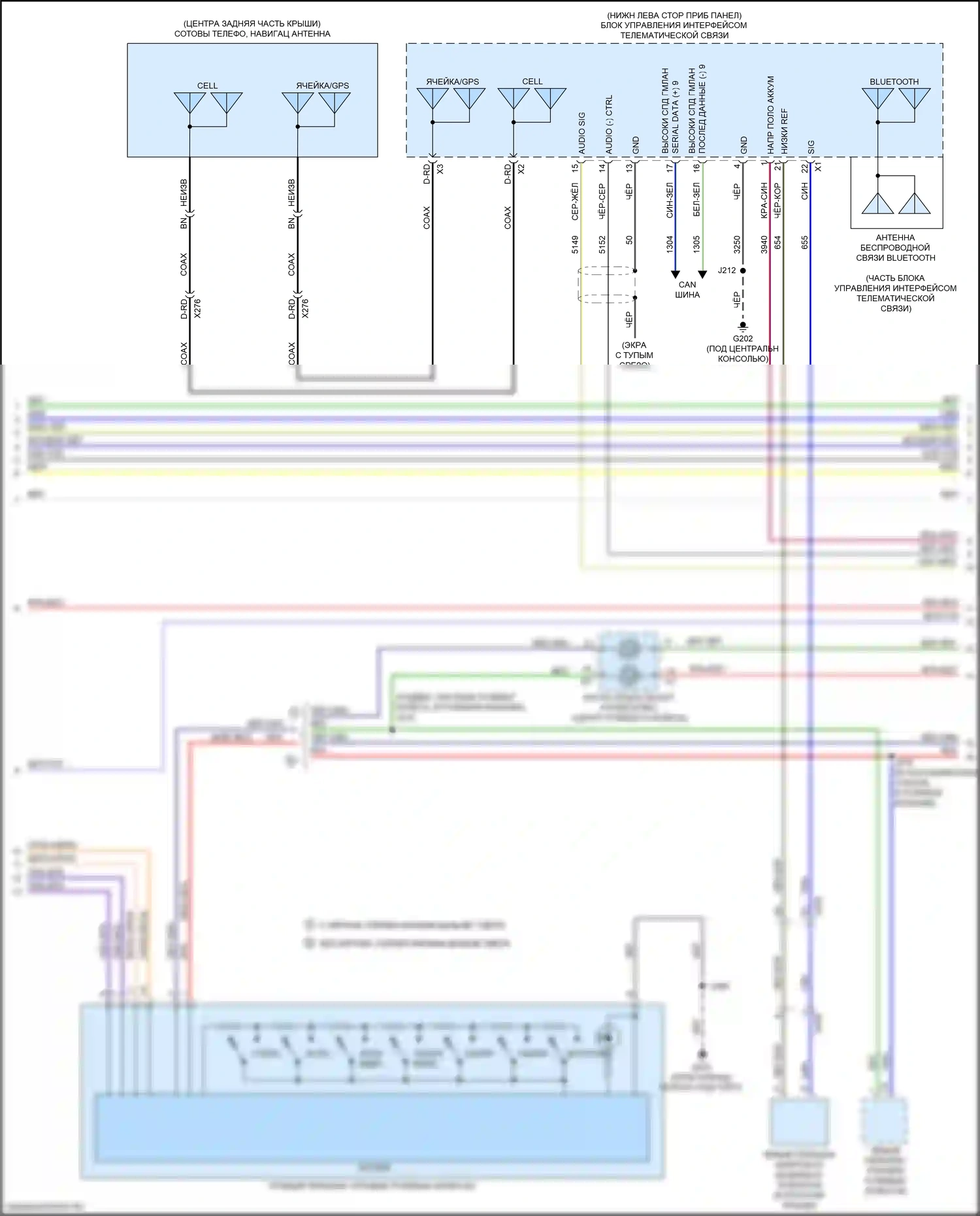 TrailBlazer Chevrolet II рестайлинг (2017-2024): Электросхема навигации, средний/высокий уровень без усилителя и активного шума (2 из 3) 