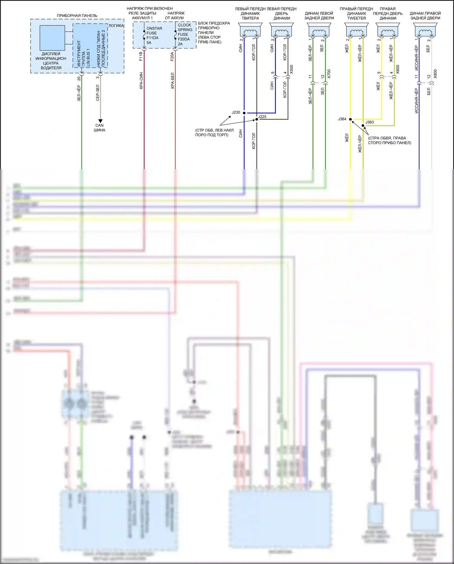 TrailBlazer Chevrolet II рестайлинг (2017-2024): Электросхема навигации, средний/высокий уровень без усилителя и активного шума (3 из 3) 