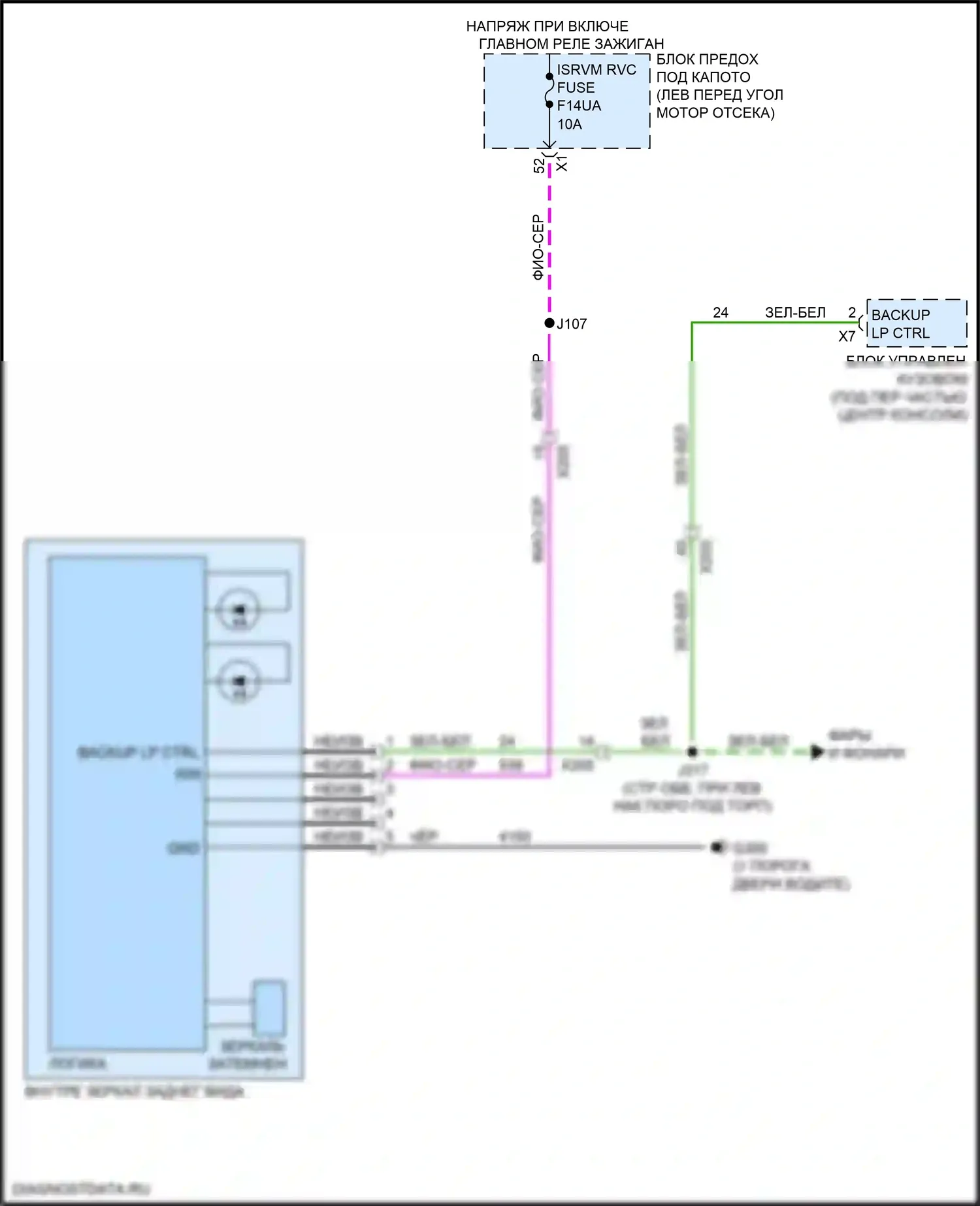 TrailBlazer Chevrolet II рестайлинг (2017-2024): Электросхема электрохромного зеркала 