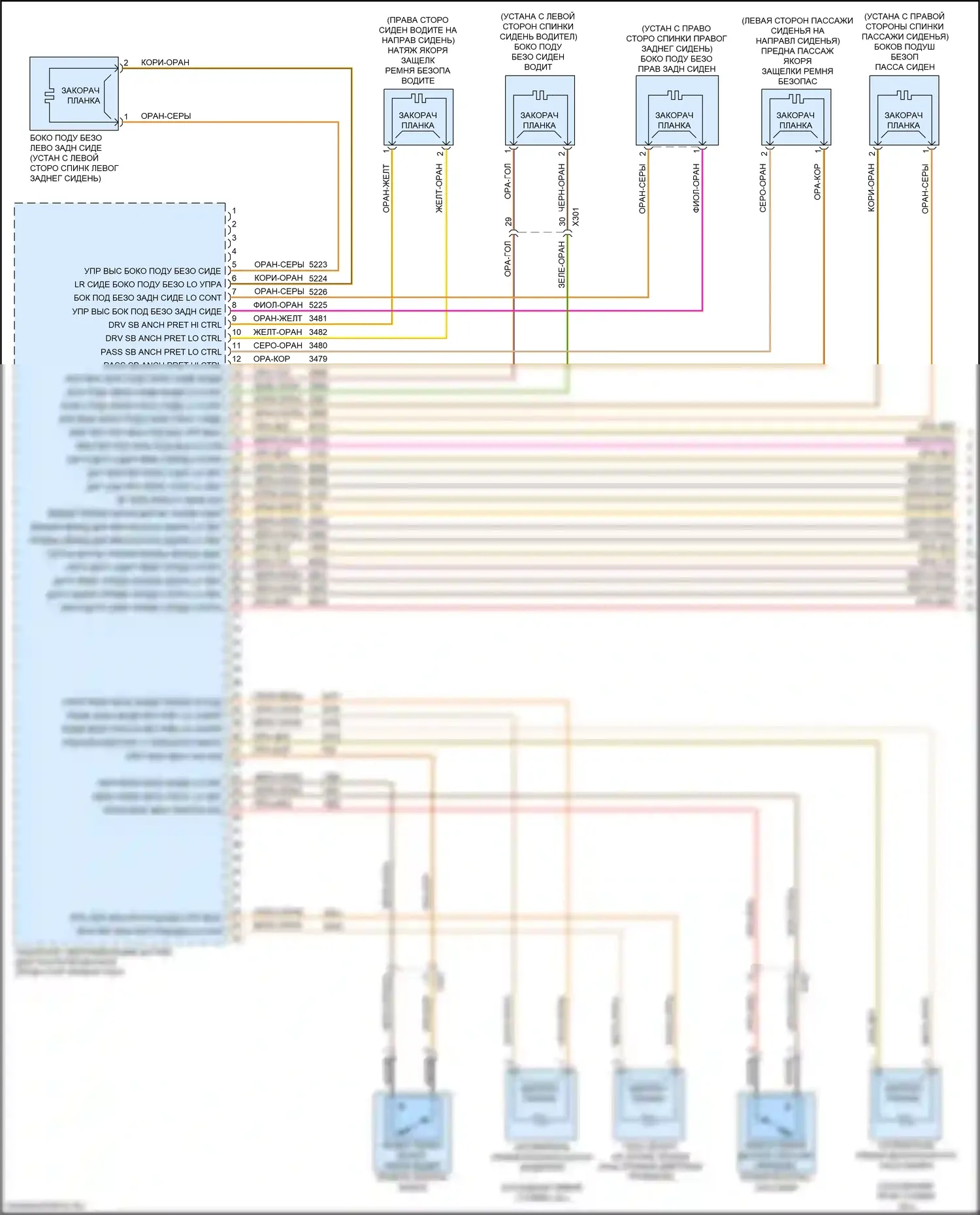 TrailBlazer Chevrolet III (2019-2024): Электросхема подушек безопасности (1 из 3) 