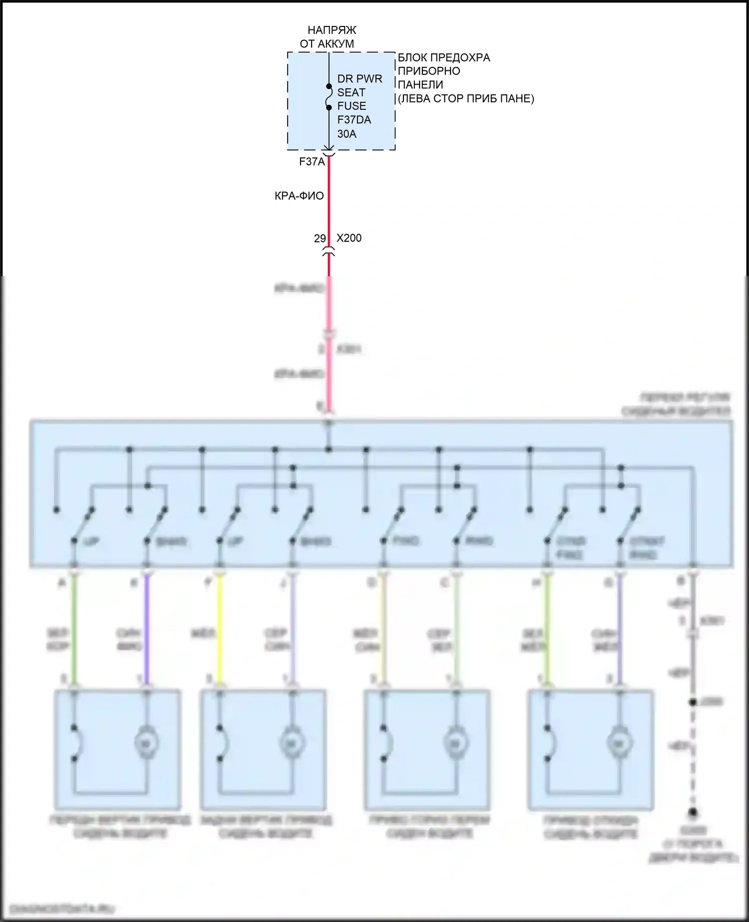 TrailBlazer Chevrolet III (2019-2024): Питание водительского сиденья электросхема 