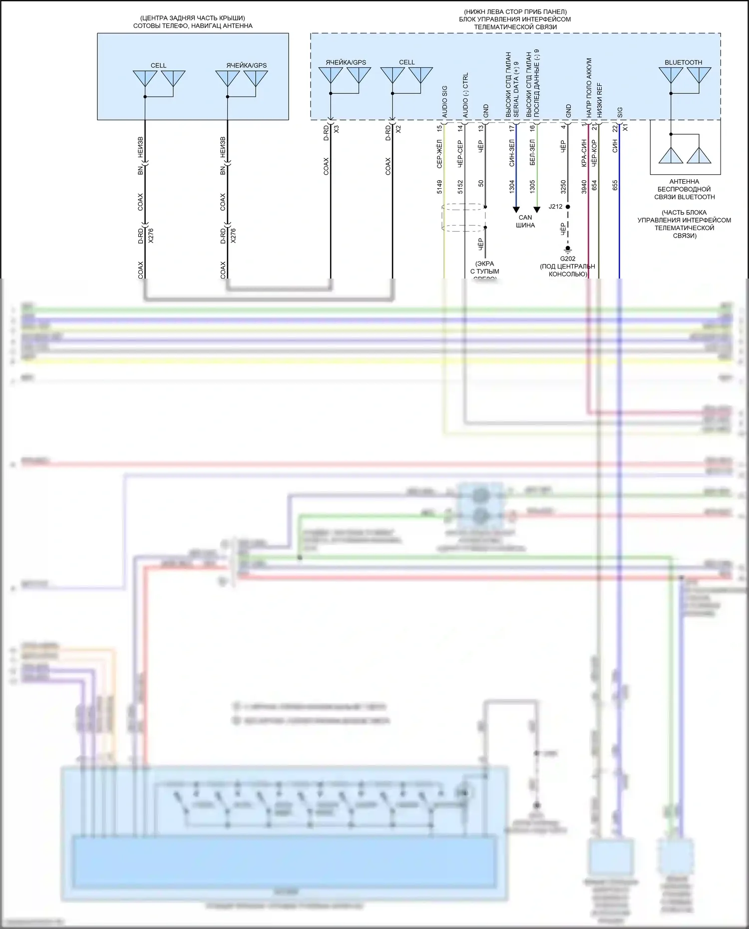 TrailBlazer Chevrolet III (2019-2024): Электросхема навигации, средний/высокий уровень без усилителя и активного шума (2 из 3) 