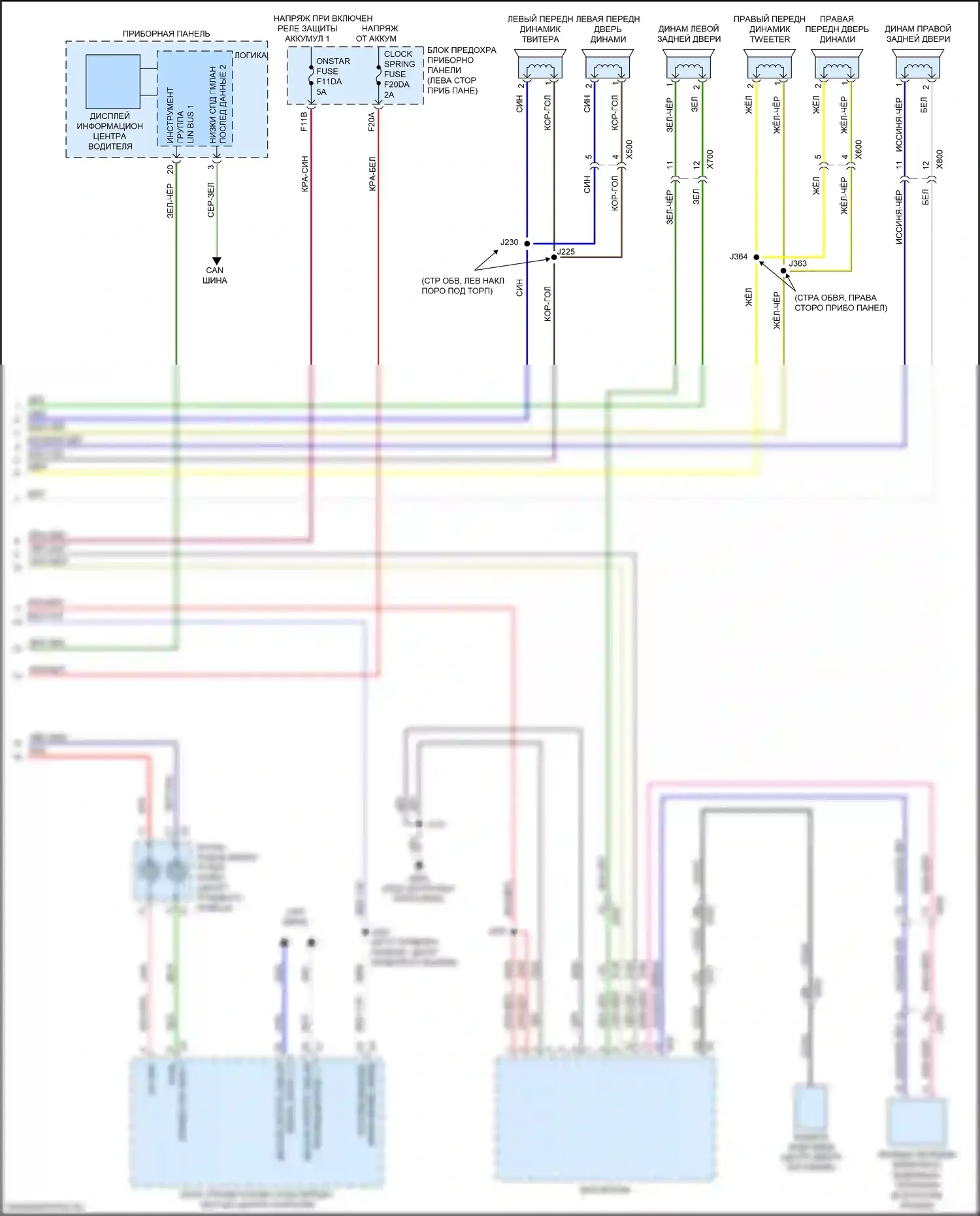 TrailBlazer Chevrolet III (2019-2024): Электросхема навигации, средний/высокий уровень без усилителя и активного шума (3 из 3) 