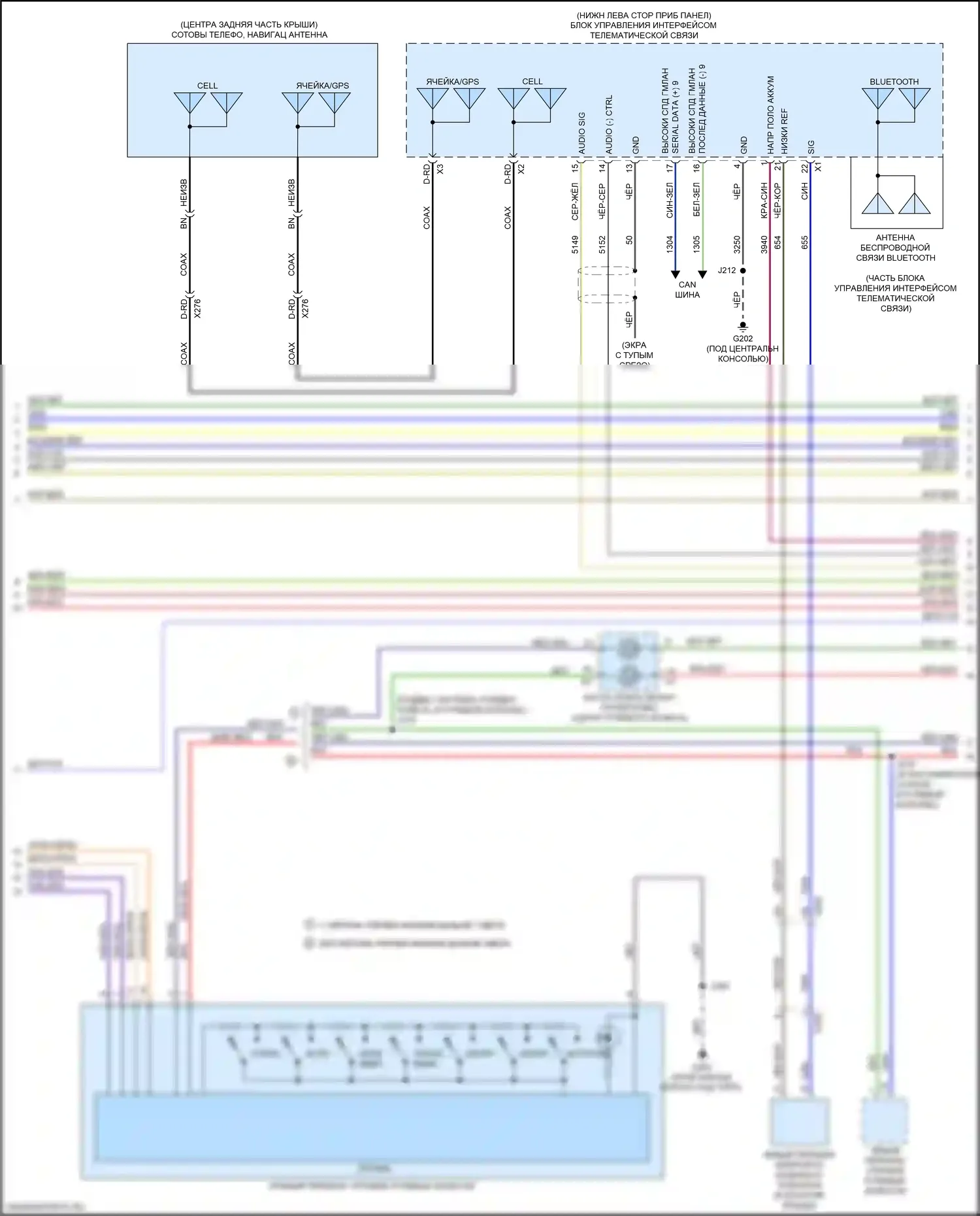 TrailBlazer Chevrolet III (2019-2024): Электросхема навигации, средний/высокий уровень без усилителя, с активным шумом (2 из 4) 
