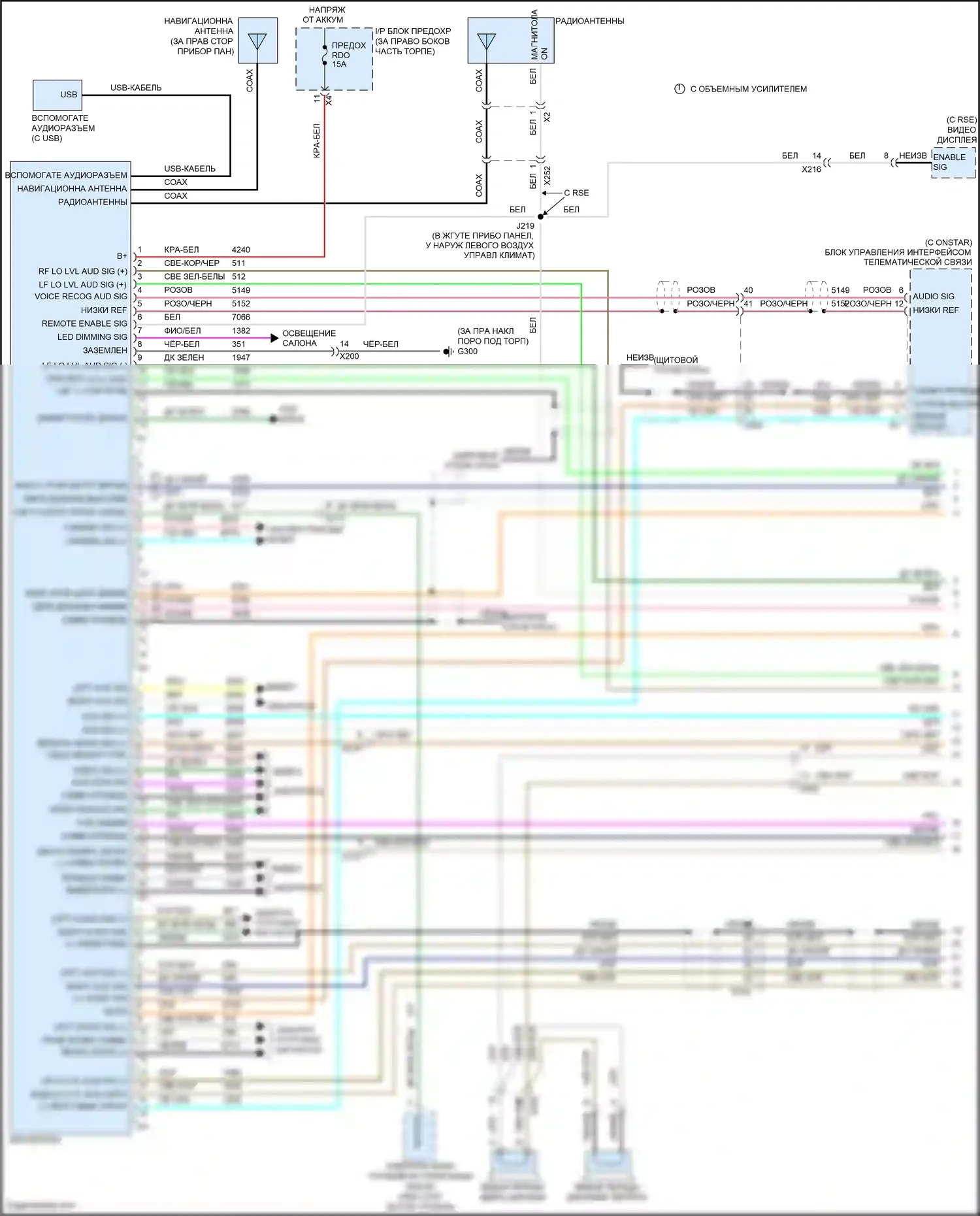 Traverse Chevrolet I рестайлинг (2012-2017): Электросхема магнитолы, премиум (1 из 3) 