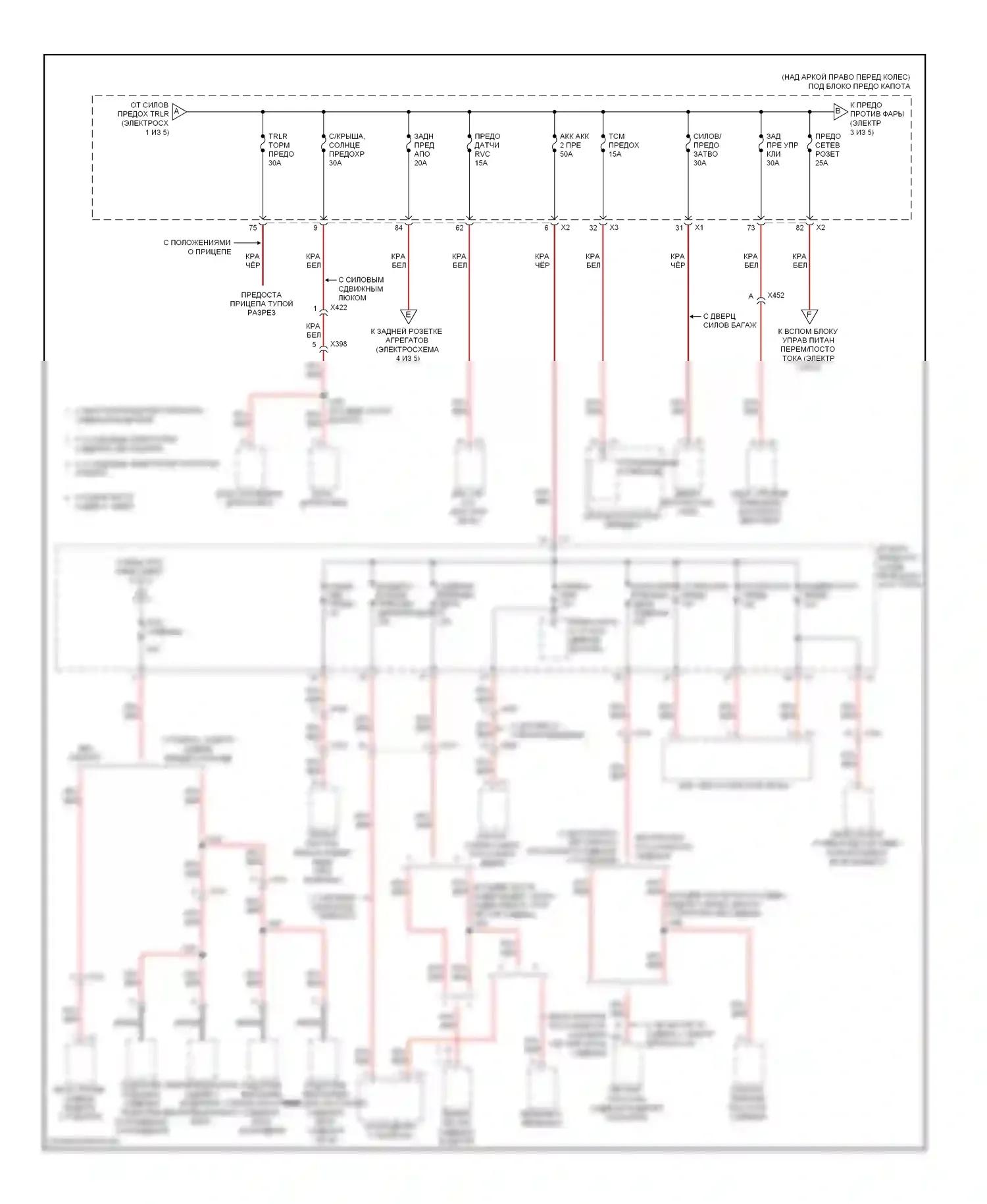 Traverse Chevrolet I (2008-2012): Электросхема блока предохранителей реле (2 из 5) 