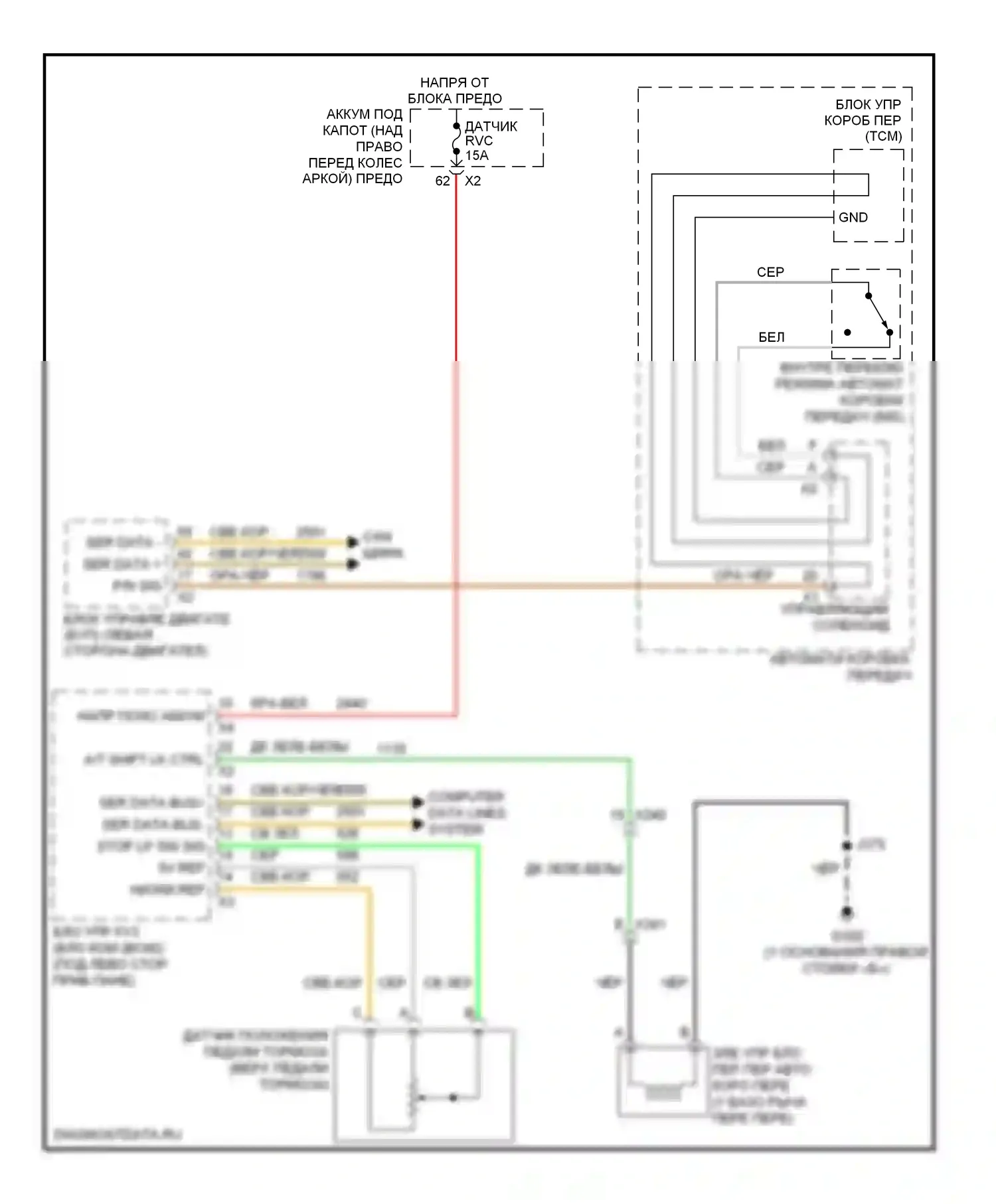Traverse Chevrolet I (2008-2012): Электросхема блокировки селектора 