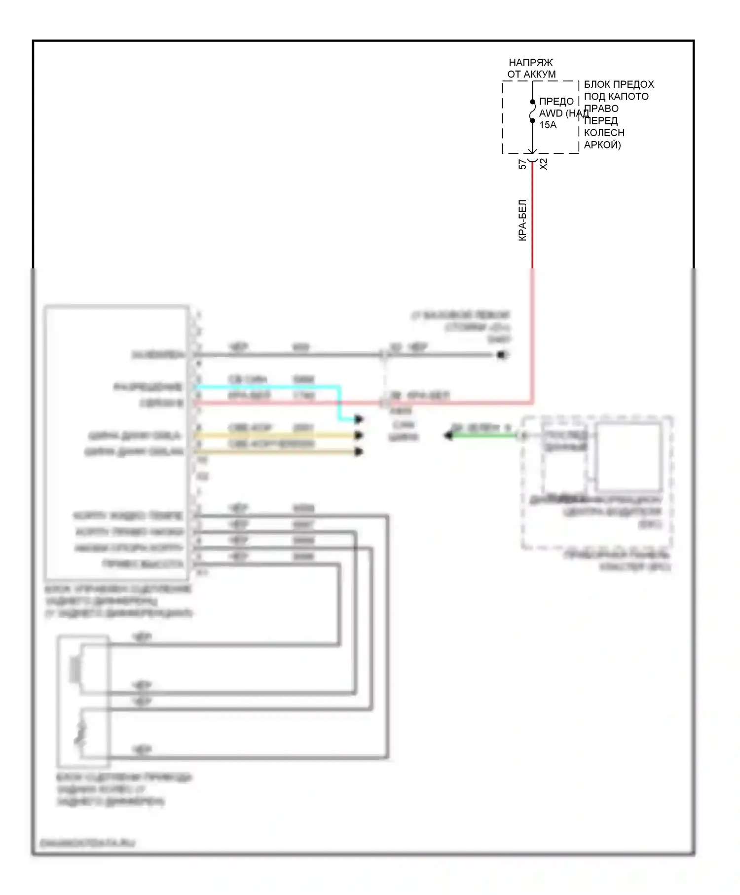 Traverse Chevrolet I (2008-2012): Электросхема блокировки заднего дифференциала 