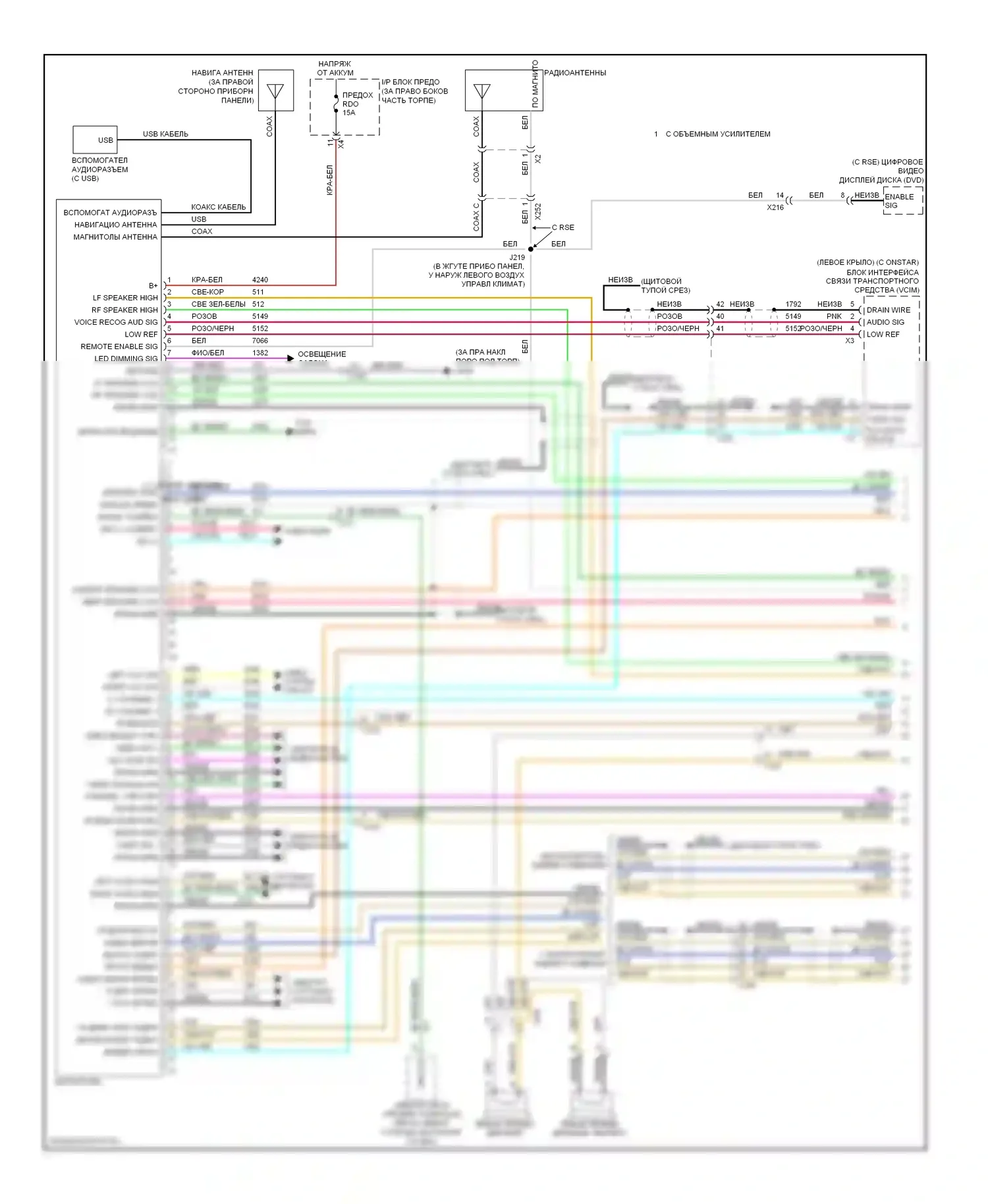 Traverse Chevrolet I (2008-2012): Электросхема магнитолы, премиум (1 из 3) 