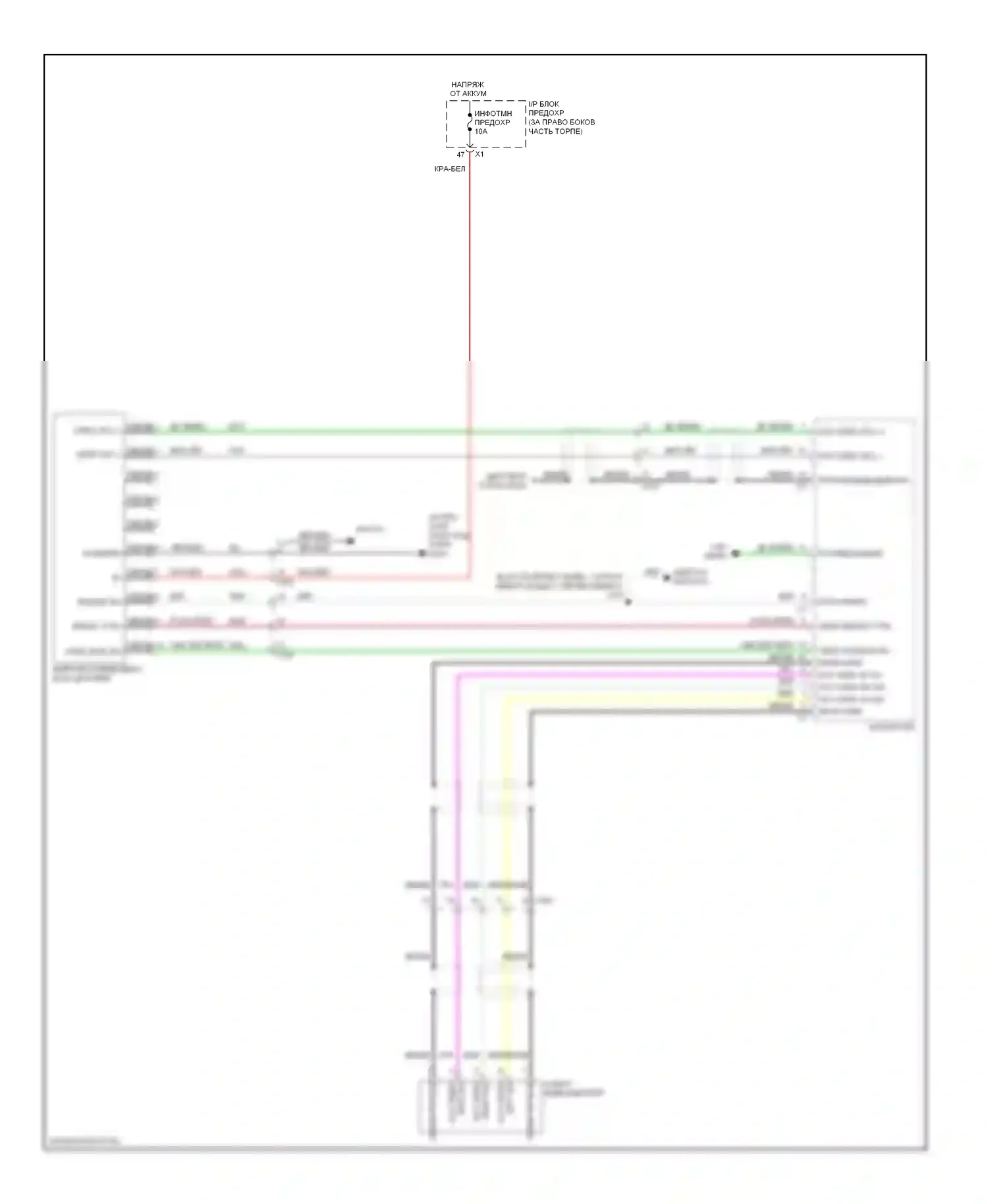 Traverse Chevrolet I (2008-2012): Электросхема видеосистемы, без спо-приспособления 