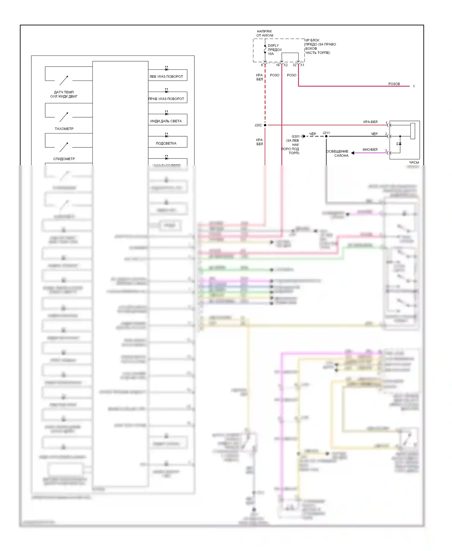 Traverse Chevrolet I (2008-2012): Электросхема приборной панели (1 из 2) 