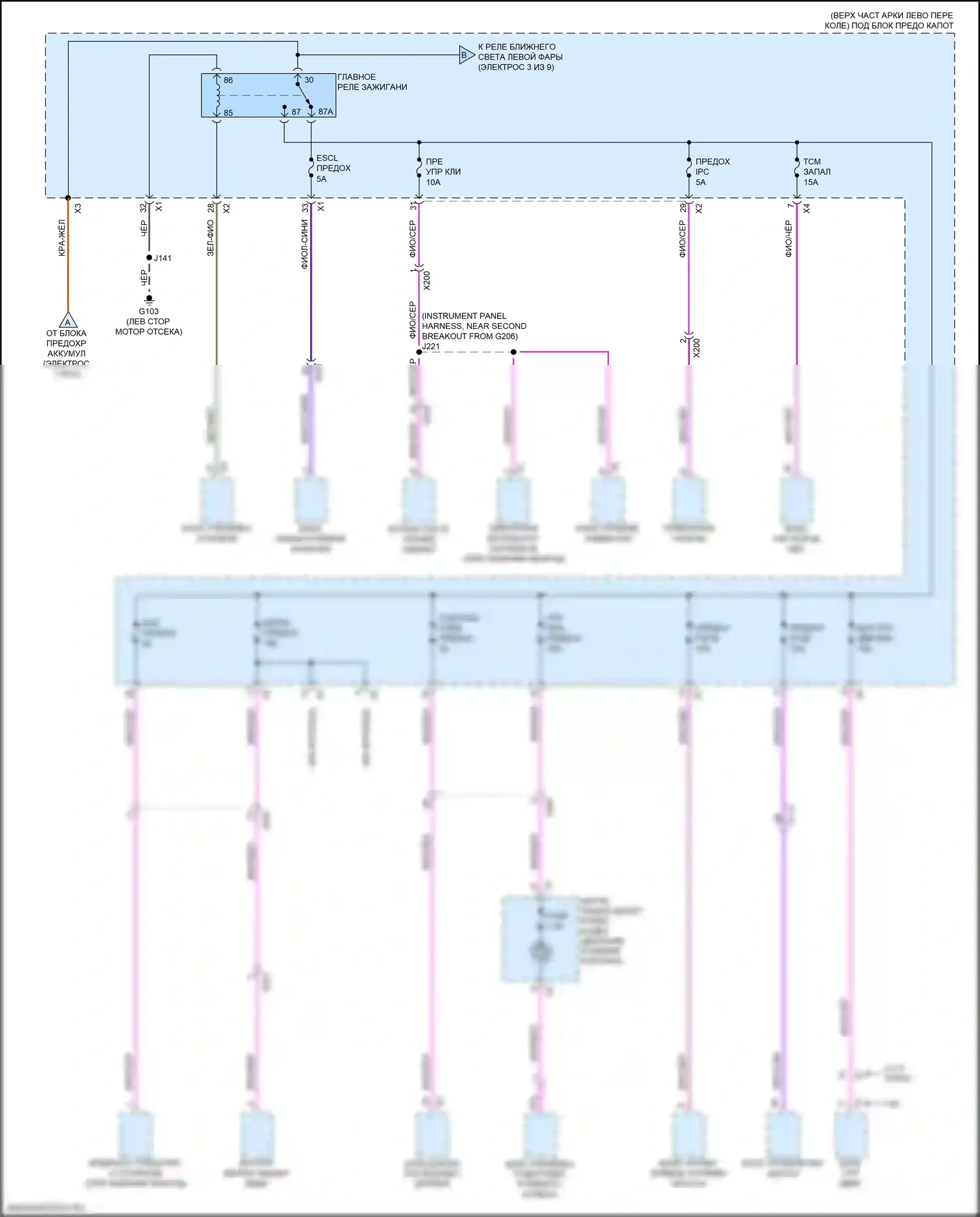 Traverse Chevrolet II (2017-2021): Электросхема блока предохранителей реле (2 из 9) 