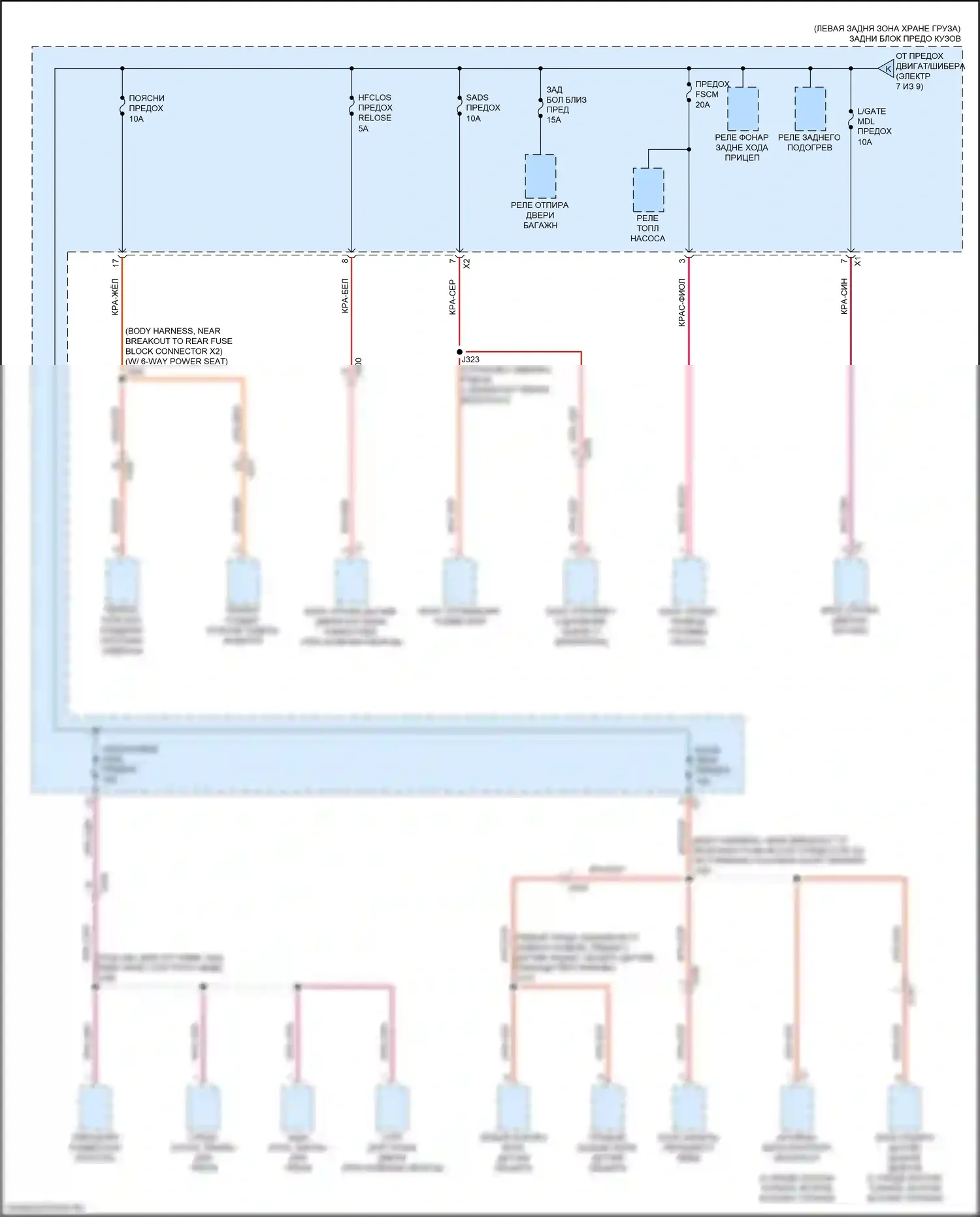 Traverse Chevrolet II (2017-2021): Электросхема блока предохранителей реле (8 из 9) 
