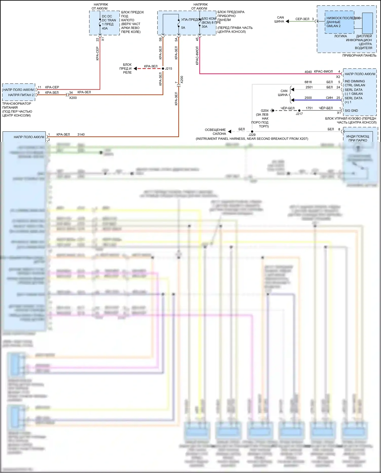 Traverse Chevrolet II (2017-2021): Электросхема парктроника 