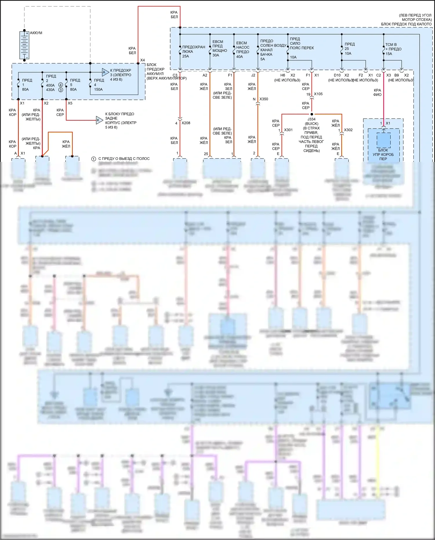 Trax Chevrolet I рестайлинг (2016-2022): Электросхема блока предохранителей реле (1 из 6) 