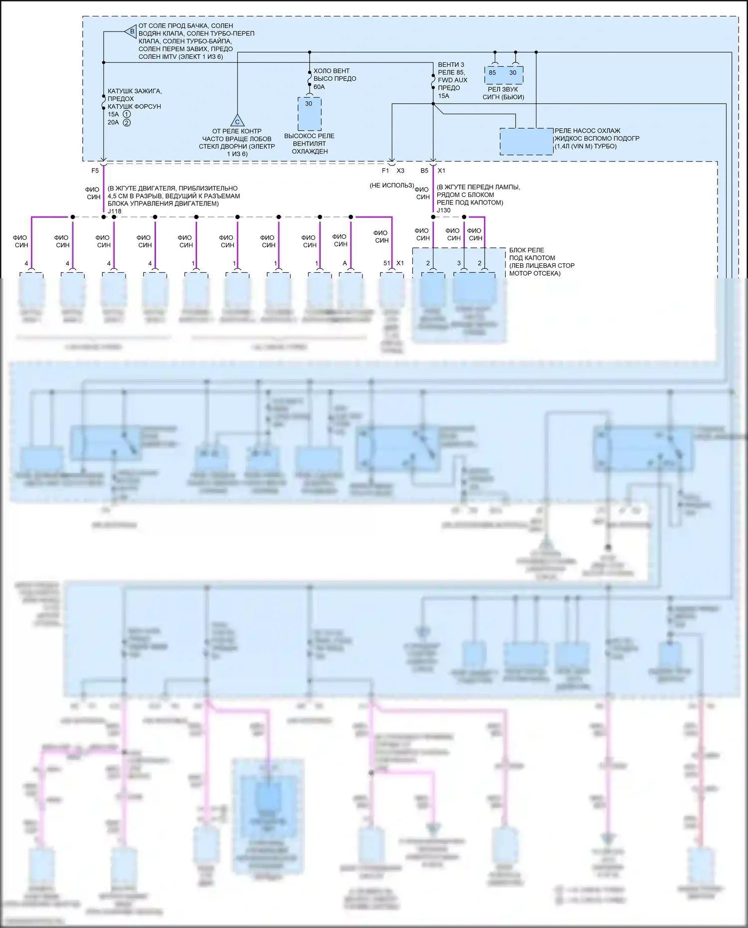 Trax Chevrolet I рестайлинг (2016-2022): Электросхема блока предохранителей реле (2 из 6) 
