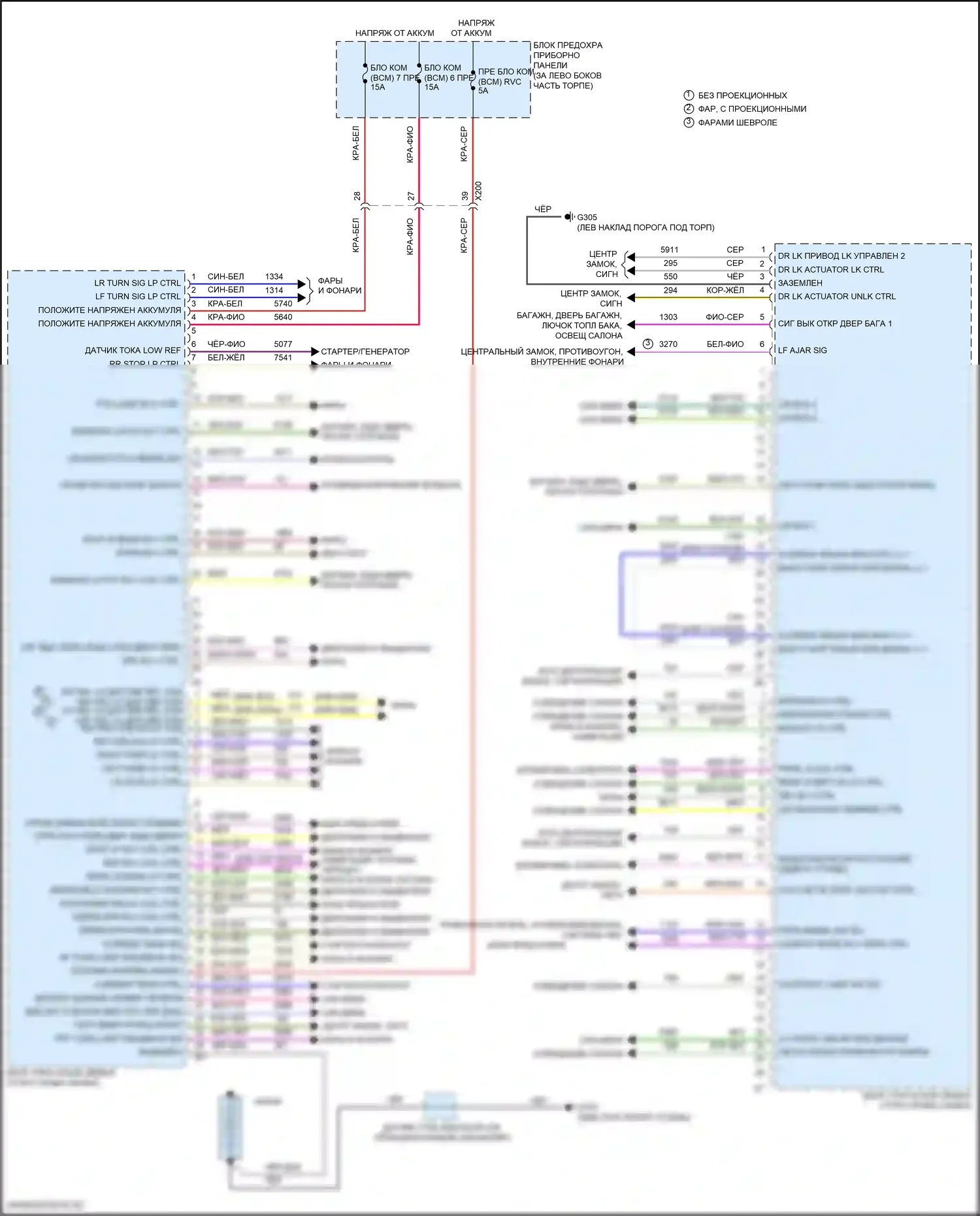 Trax Chevrolet I рестайлинг (2016-2022): Электросхема блоков управления кузовом (2 из 2) 