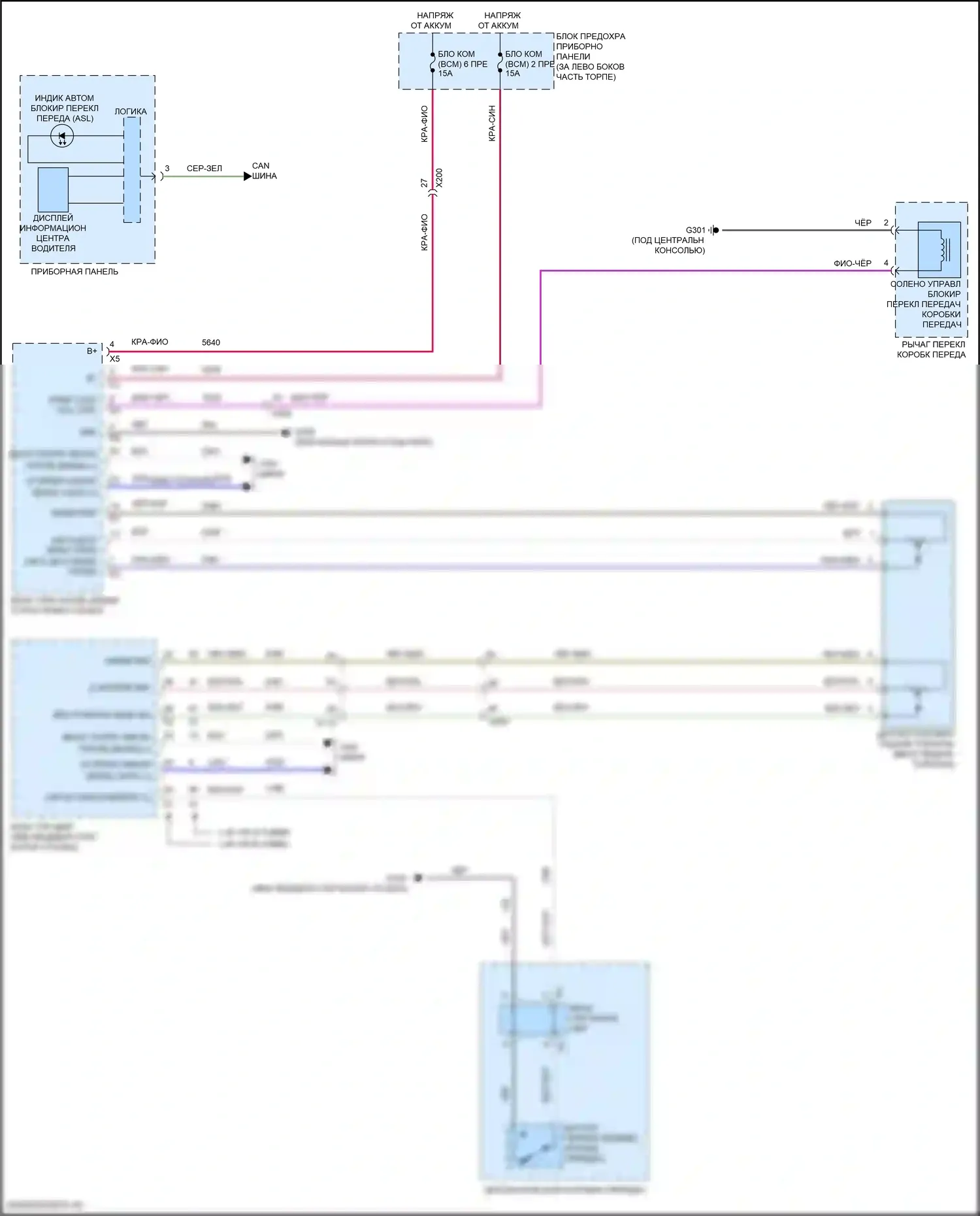 Trax Chevrolet I рестайлинг (2016-2022): Электросхема блокировки селектора 