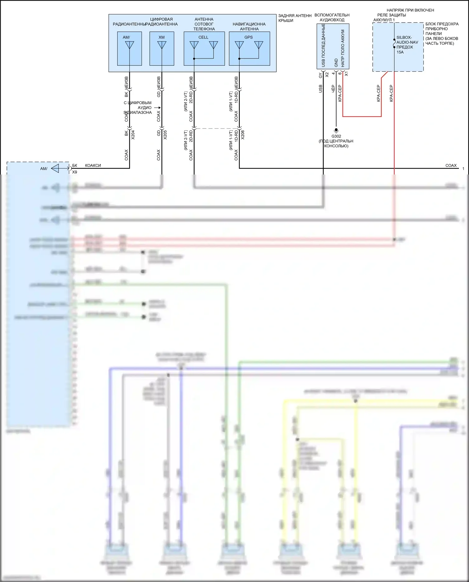 Trax Chevrolet I рестайлинг (2016-2022): Электросхема магнитолы, низкий уровень без усилителя (1 из 2) 