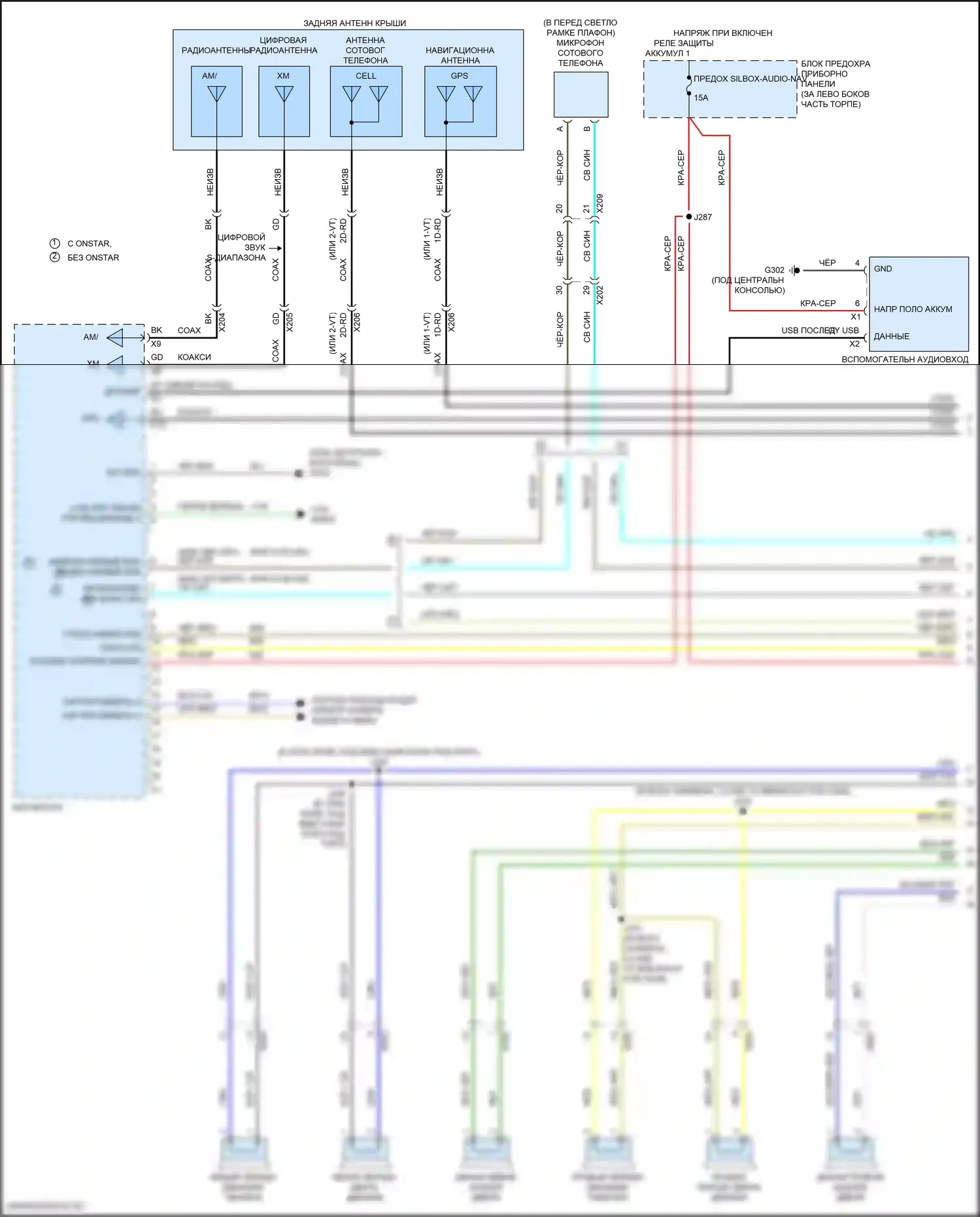Trax Chevrolet I рестайлинг (2016-2022): Электросхема навигации, средний уровень (1 из 2) 