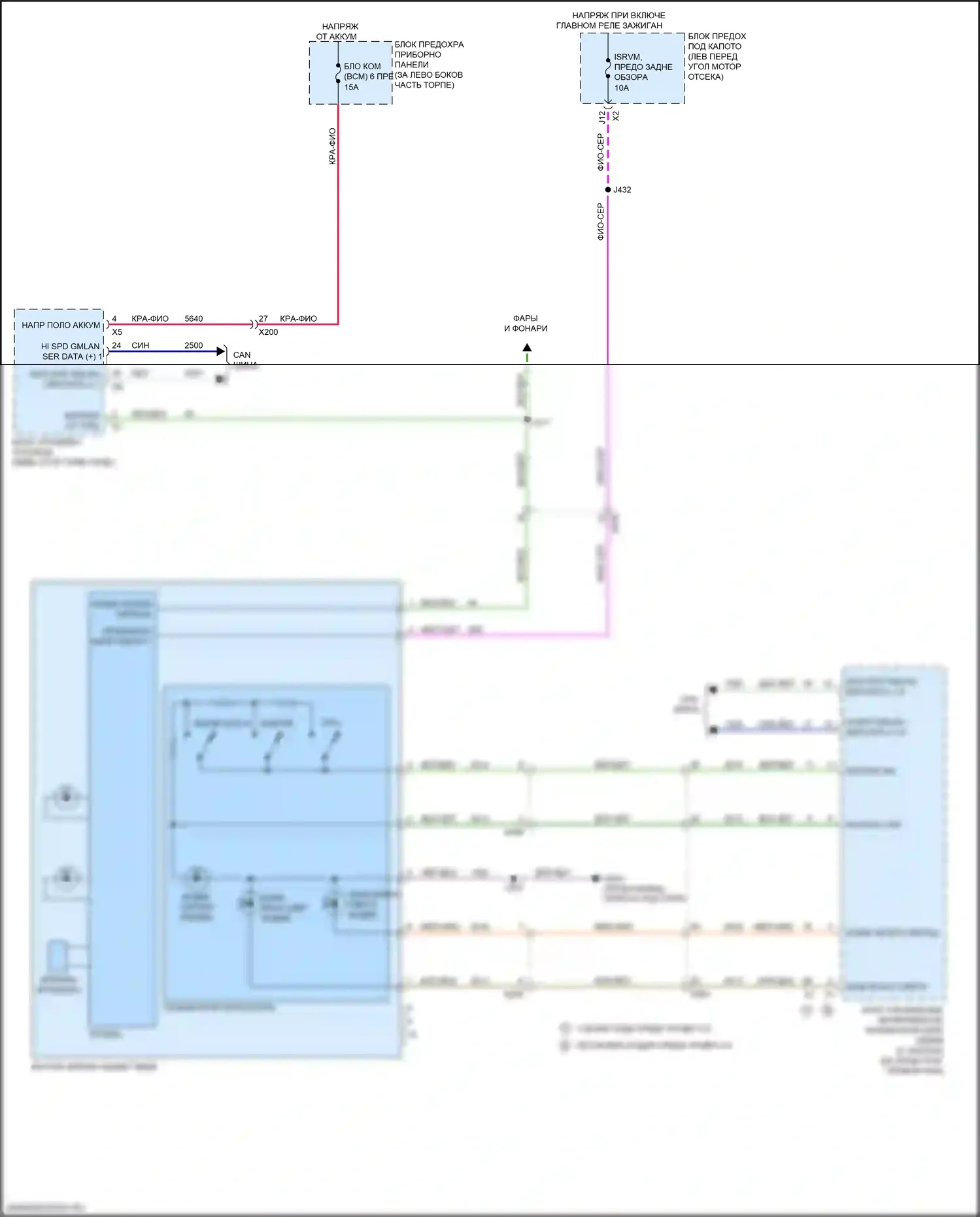 Trax Chevrolet I рестайлинг (2016-2022): Электросхема электрохромного зеркала 