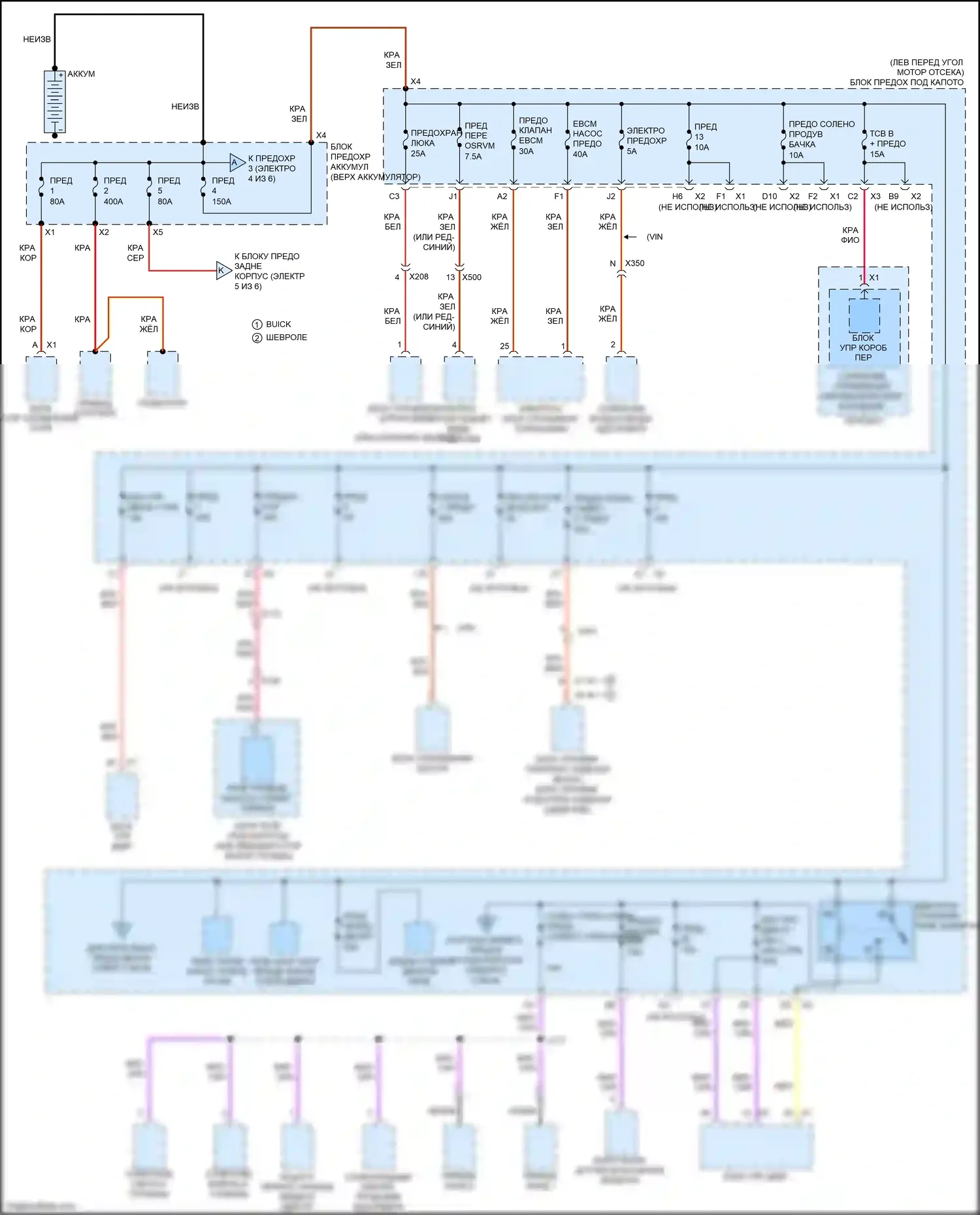 Trax Chevrolet I (2013-2017): Электросхема блока предохранителей реле (1 из 6) 