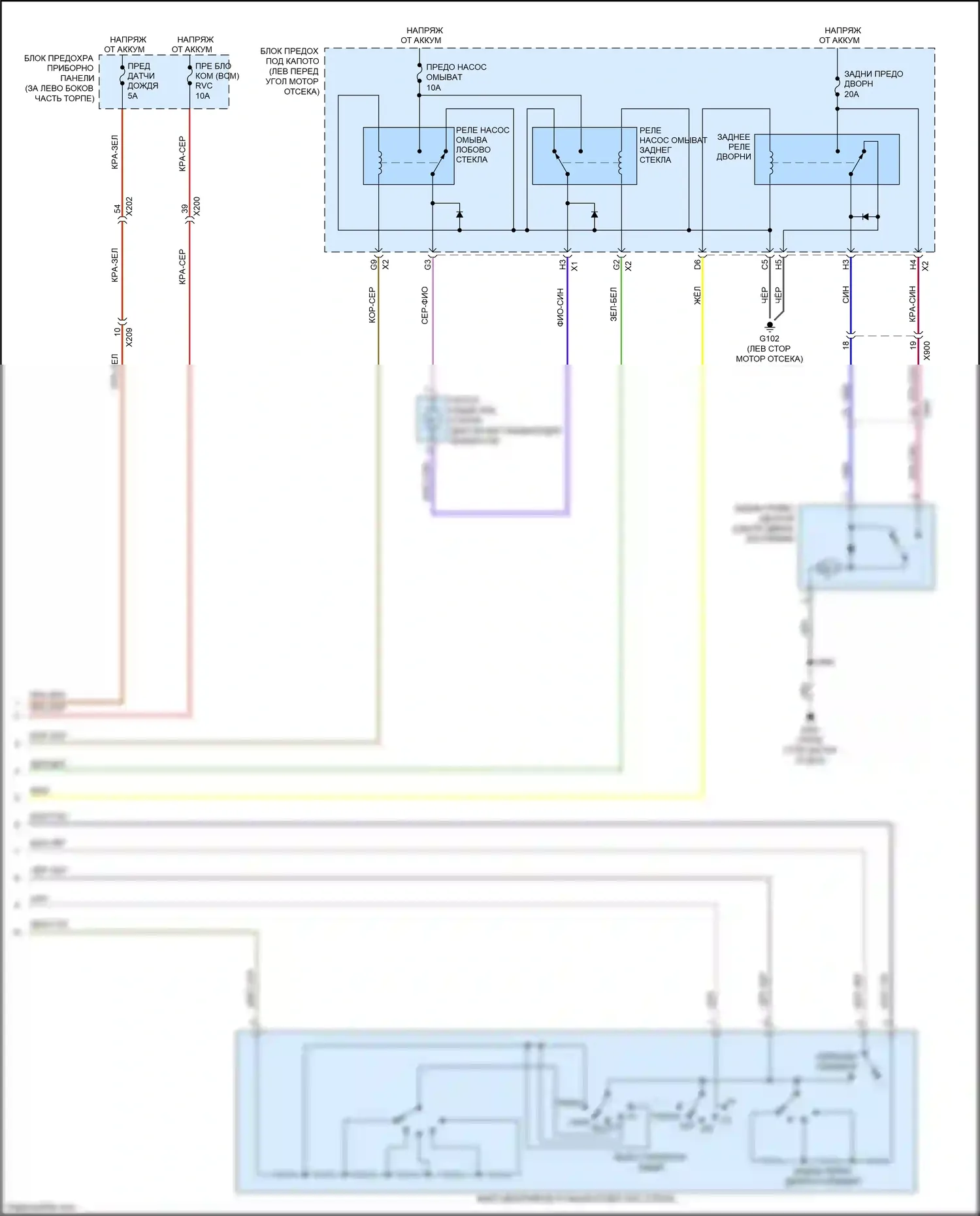 Trax Chevrolet I (2013-2017): Дворники и омыватели электросхема (2 из 2) 