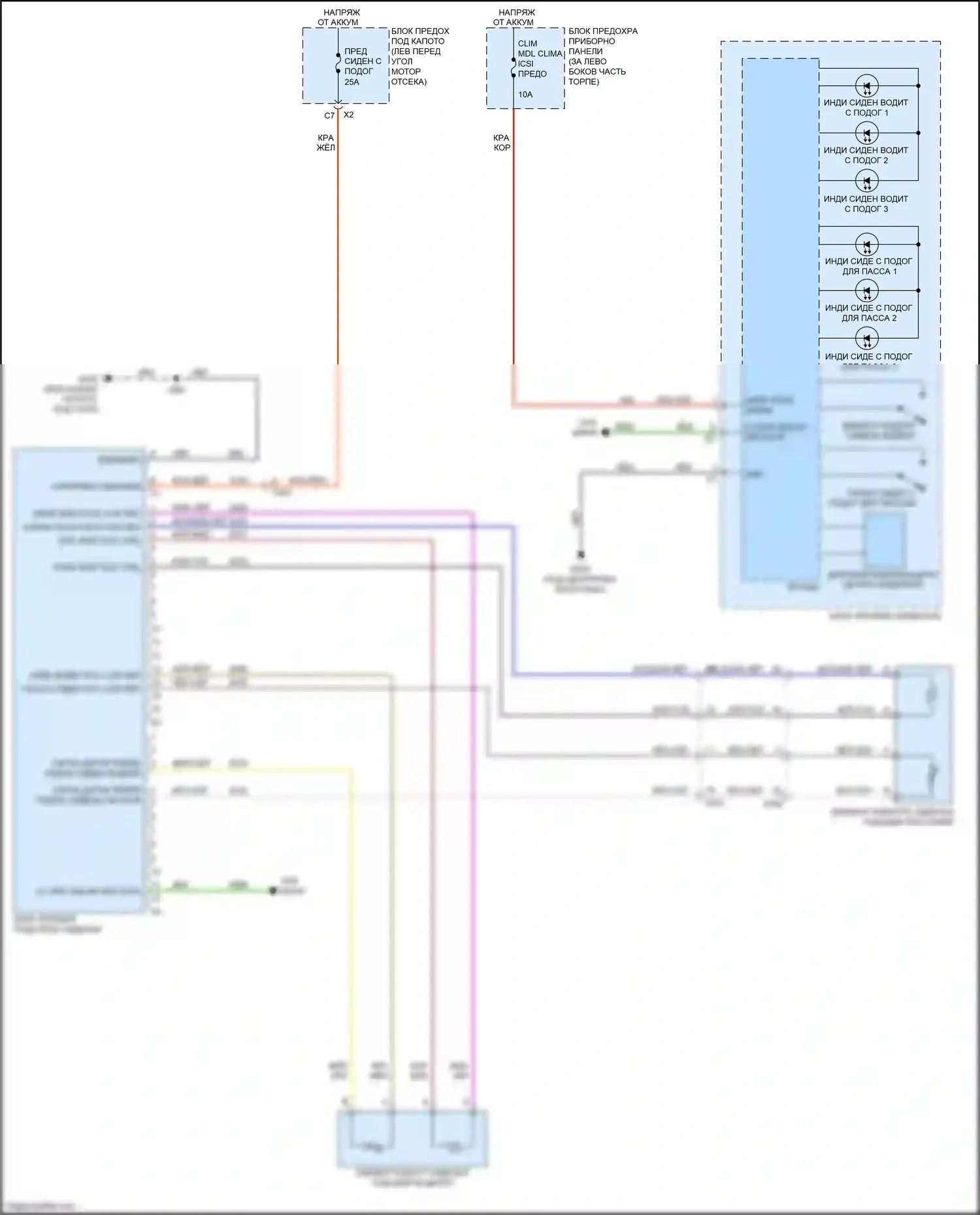Trax Chevrolet I (2013-2017): Электросхема обогреваемых сидений 