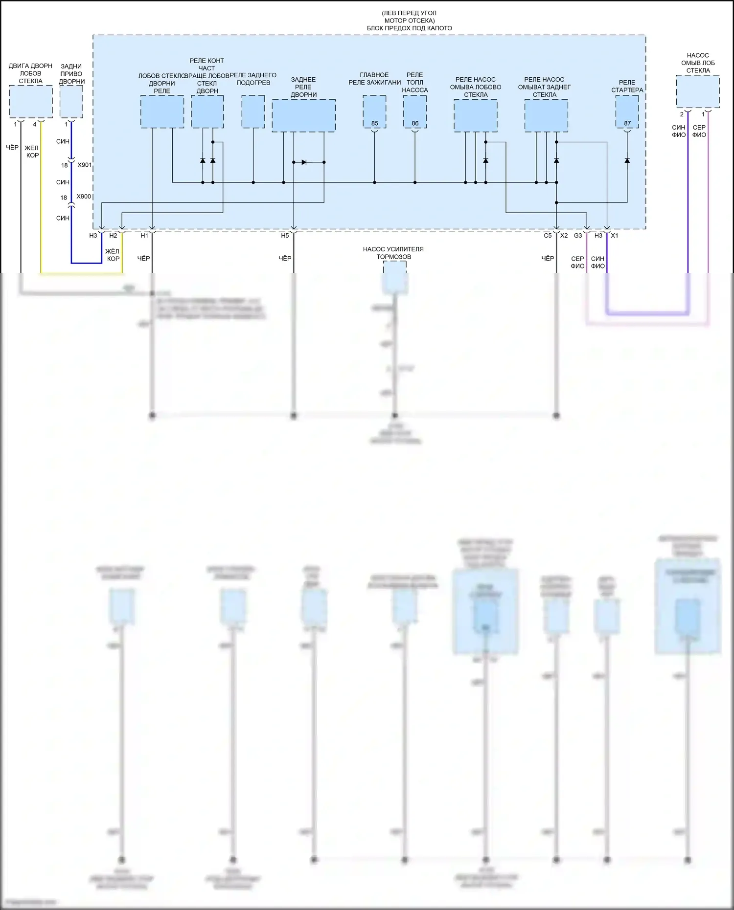 Trax Chevrolet I (2013-2017): Электросхема точек подключения масс (2 из 4) 