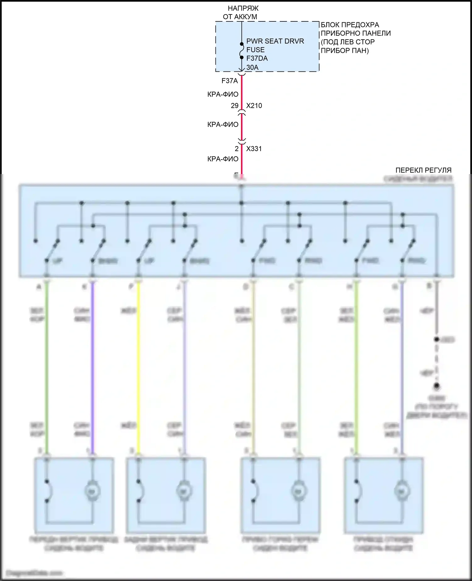 Trax Chevrolet II (2023-2024): Питание водительского сиденья электросхема 