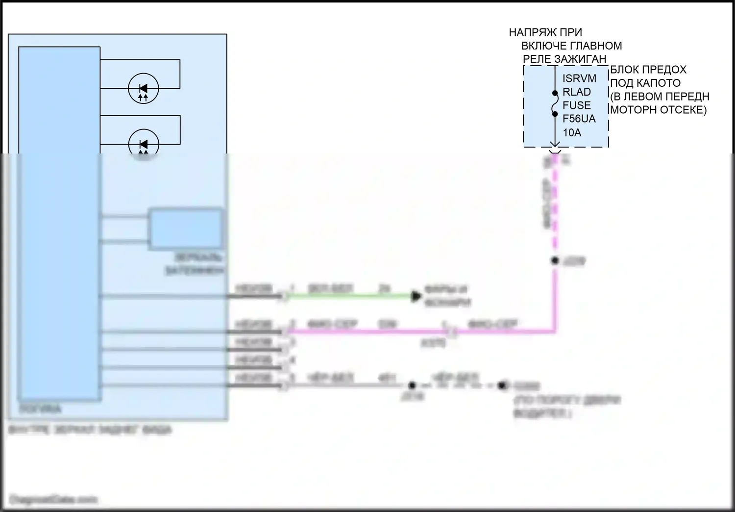Trax Chevrolet II (2023-2024): Электросхема электрохромного зеркала 