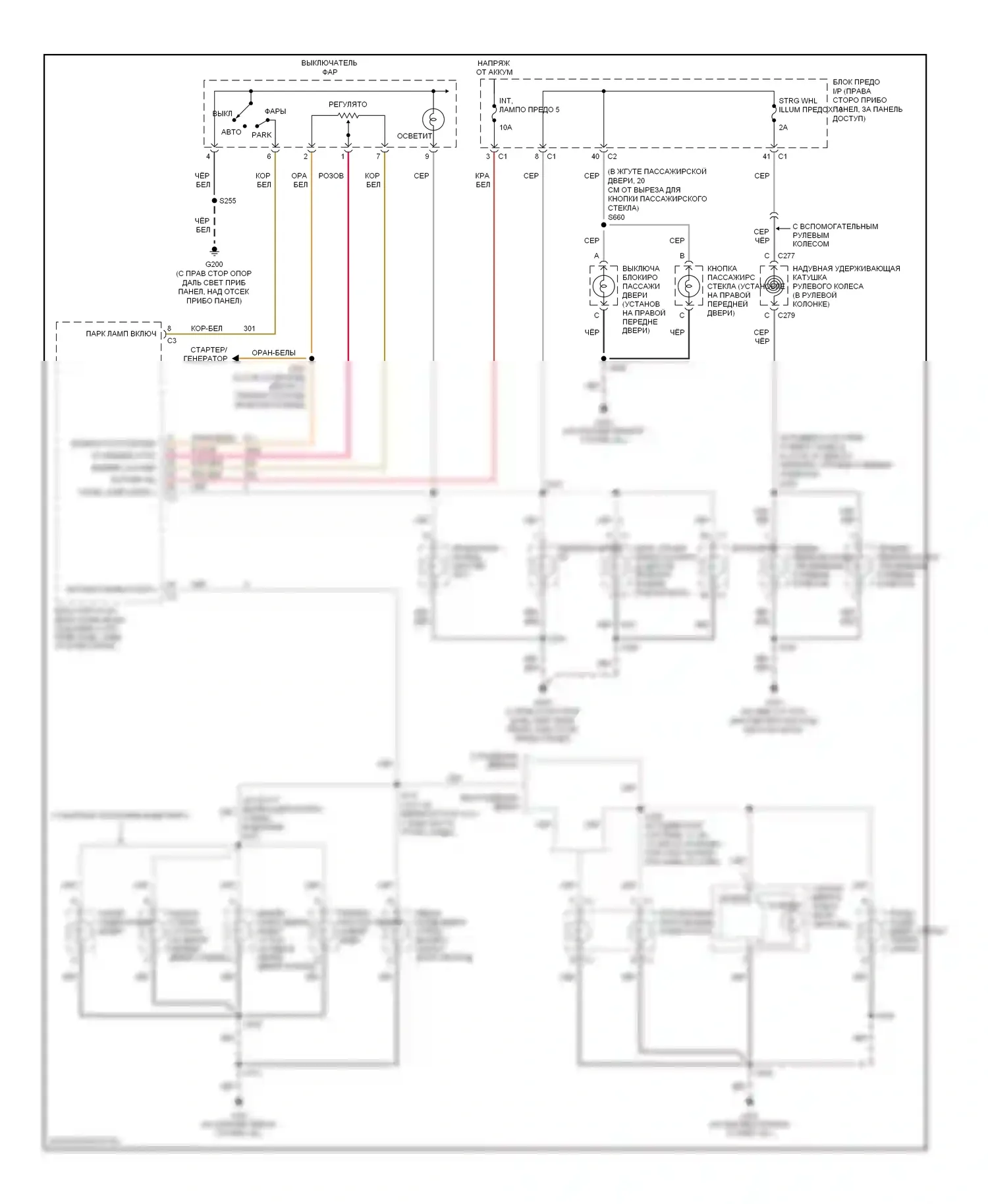 Uplander Chevrolet I (2004-2008): Электросхема подсветки приборной панели 